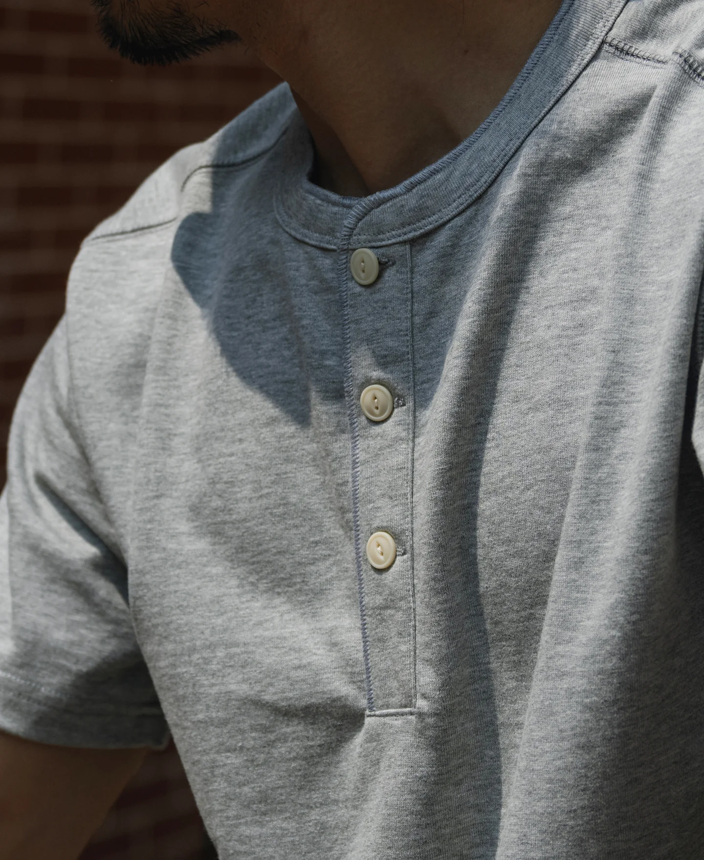 10.6 oz Cotton Short Sleeve Henley T-Shirt - Gray - Image 6