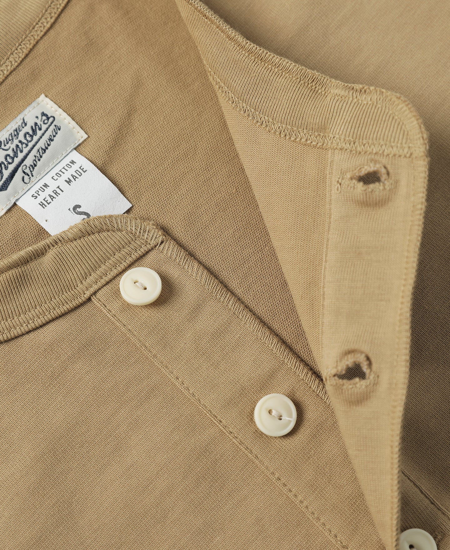 10.6 oz Cotton Short Sleeve Henley T-Shirt - Khaki - Image 6