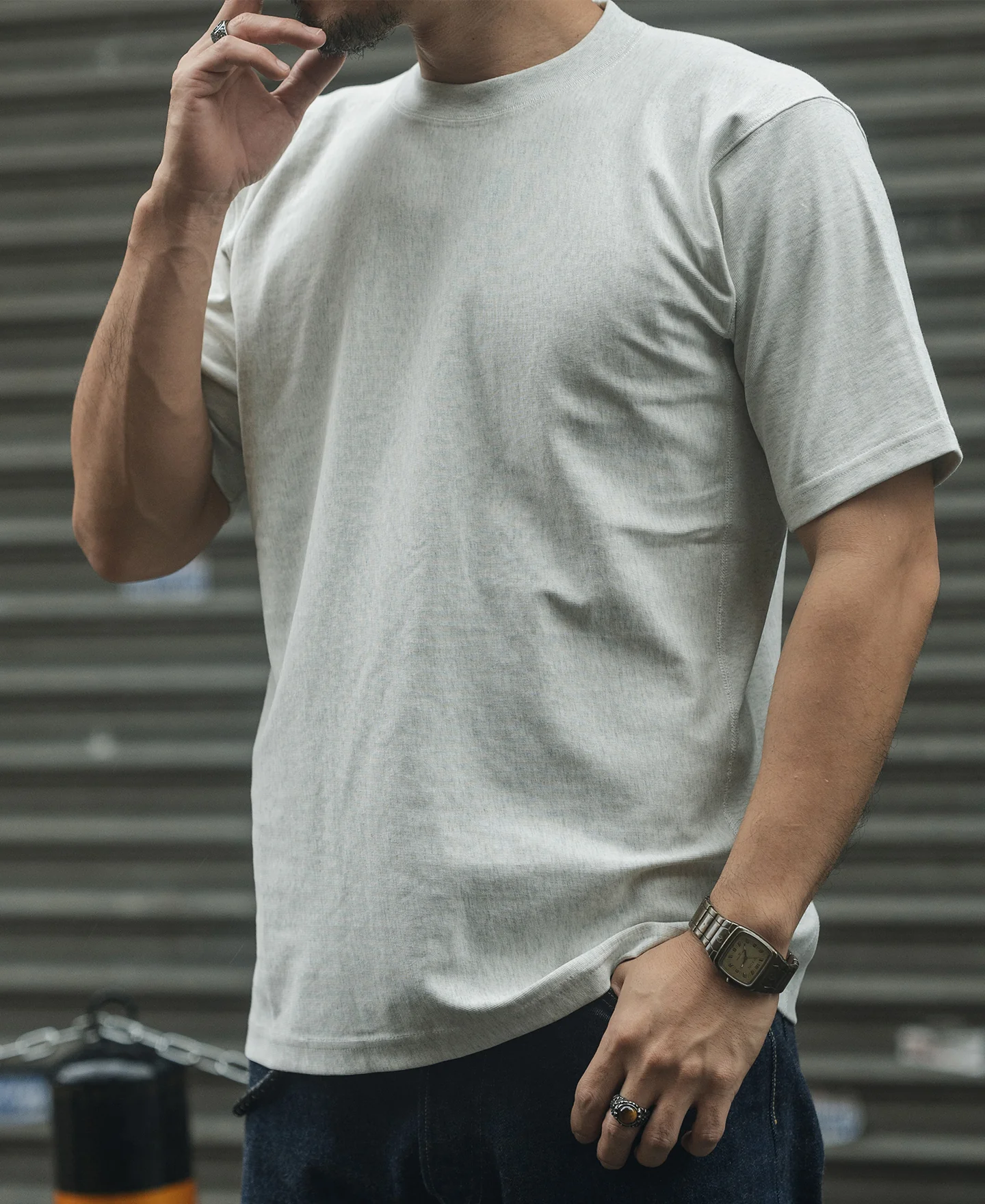 10.6 oz Reverse Weave T-Shirt - Gray - Image 4