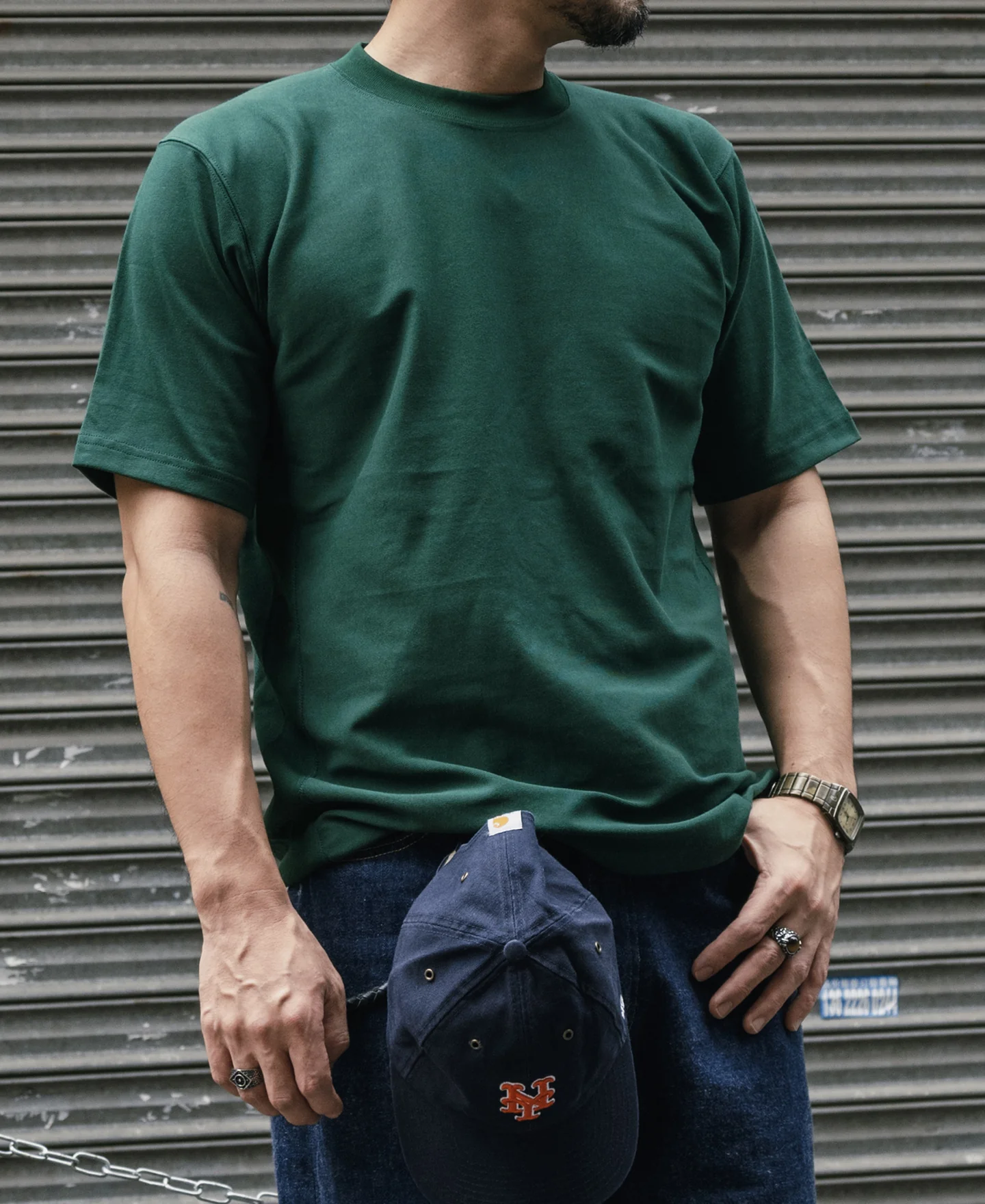 10.6 oz Reverse Weave T-Shirt - Green - Image 3