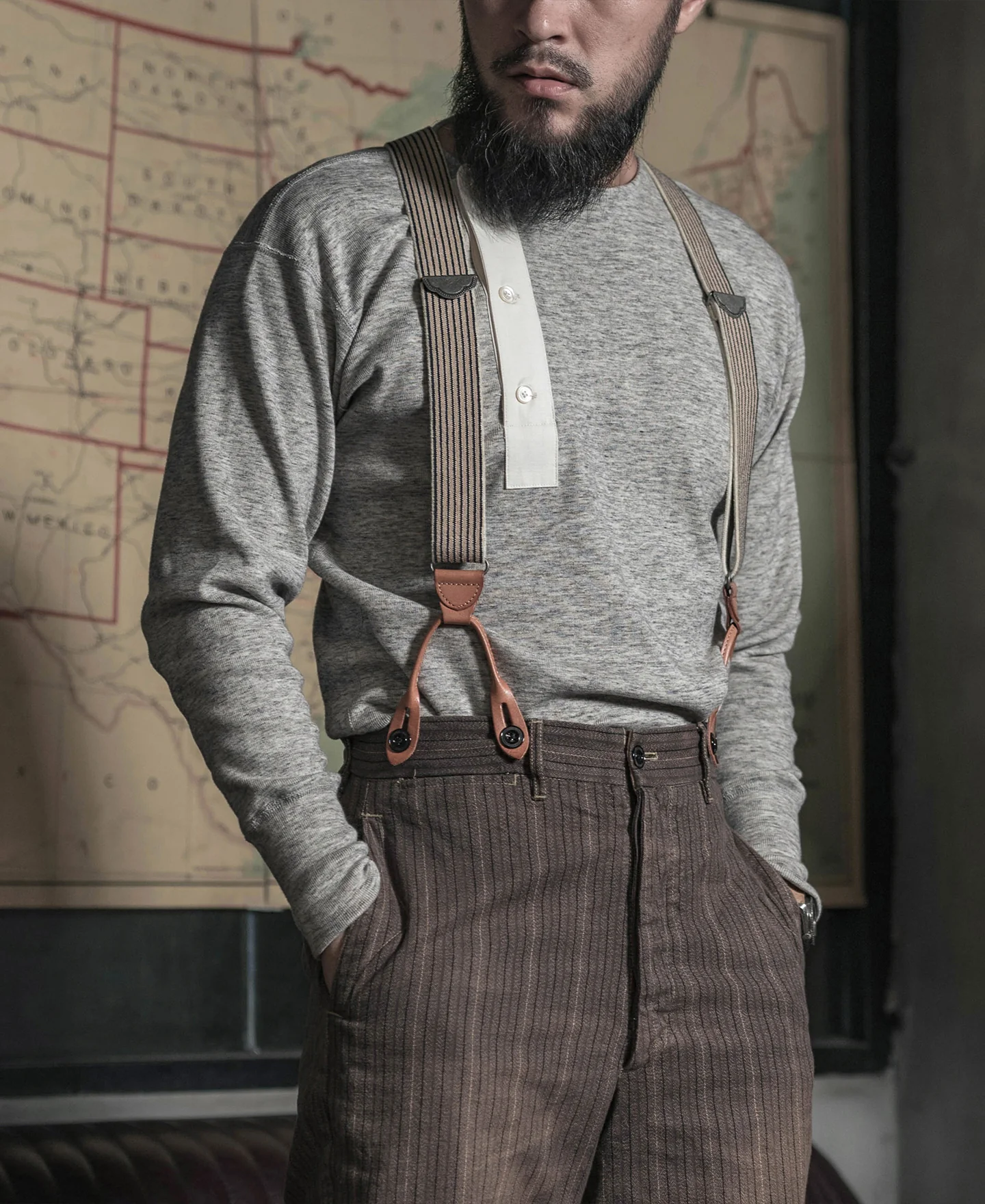 14 oz Side Closing Henley Shirt - Gray - Image 4