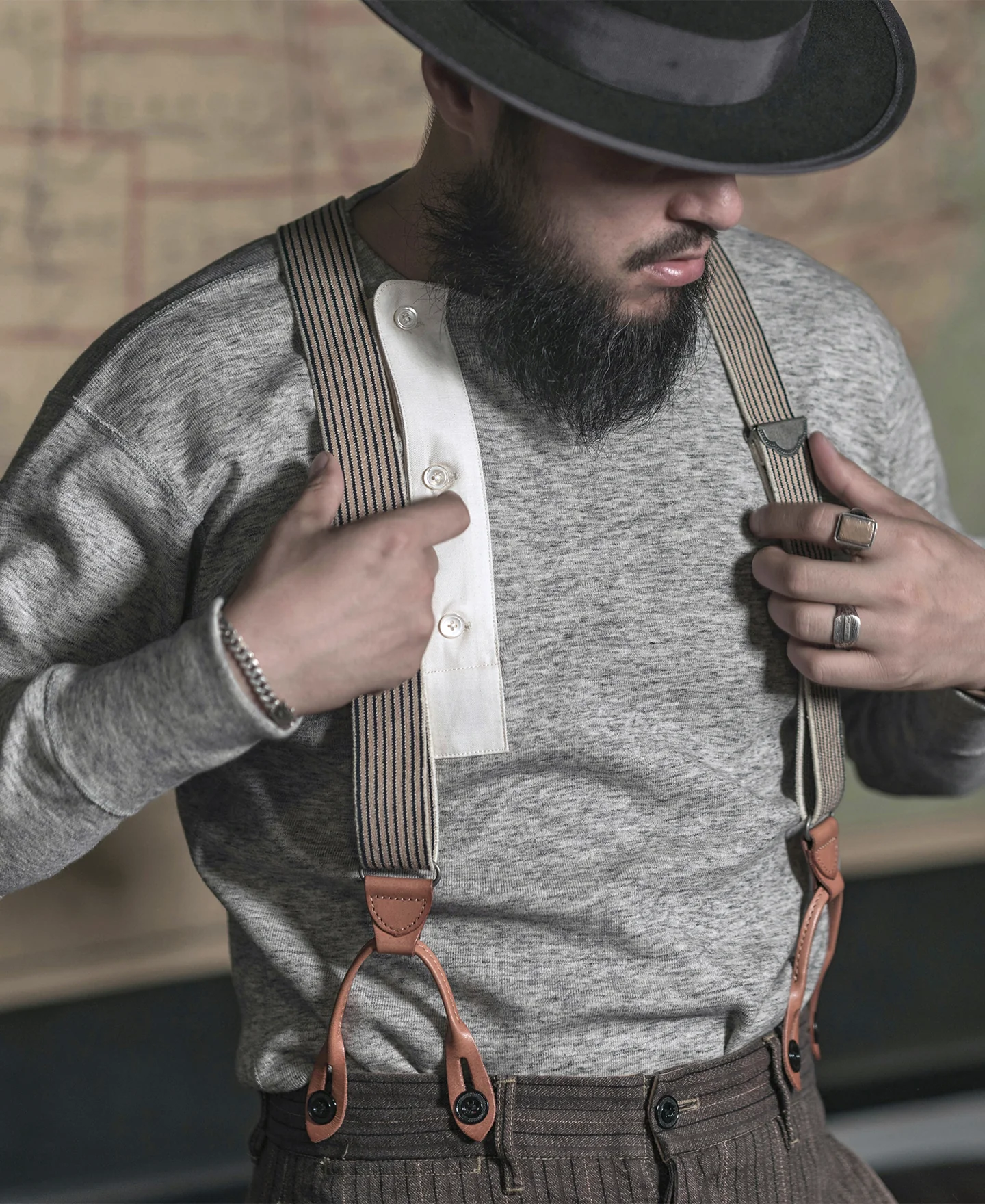 14 oz Side Closing Henley Shirt - Gray - Image 5
