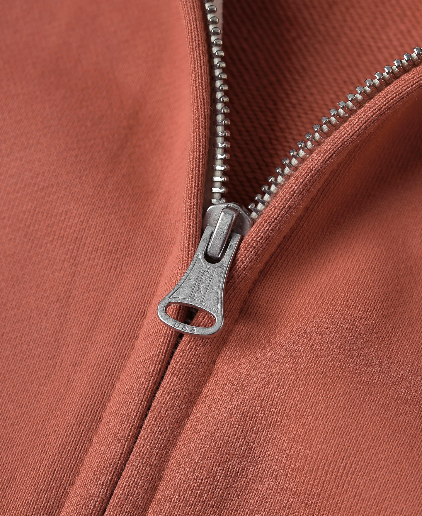 17.5 oz Terry Cloth Full-Zip Hoodie - Brick Red - Image 8