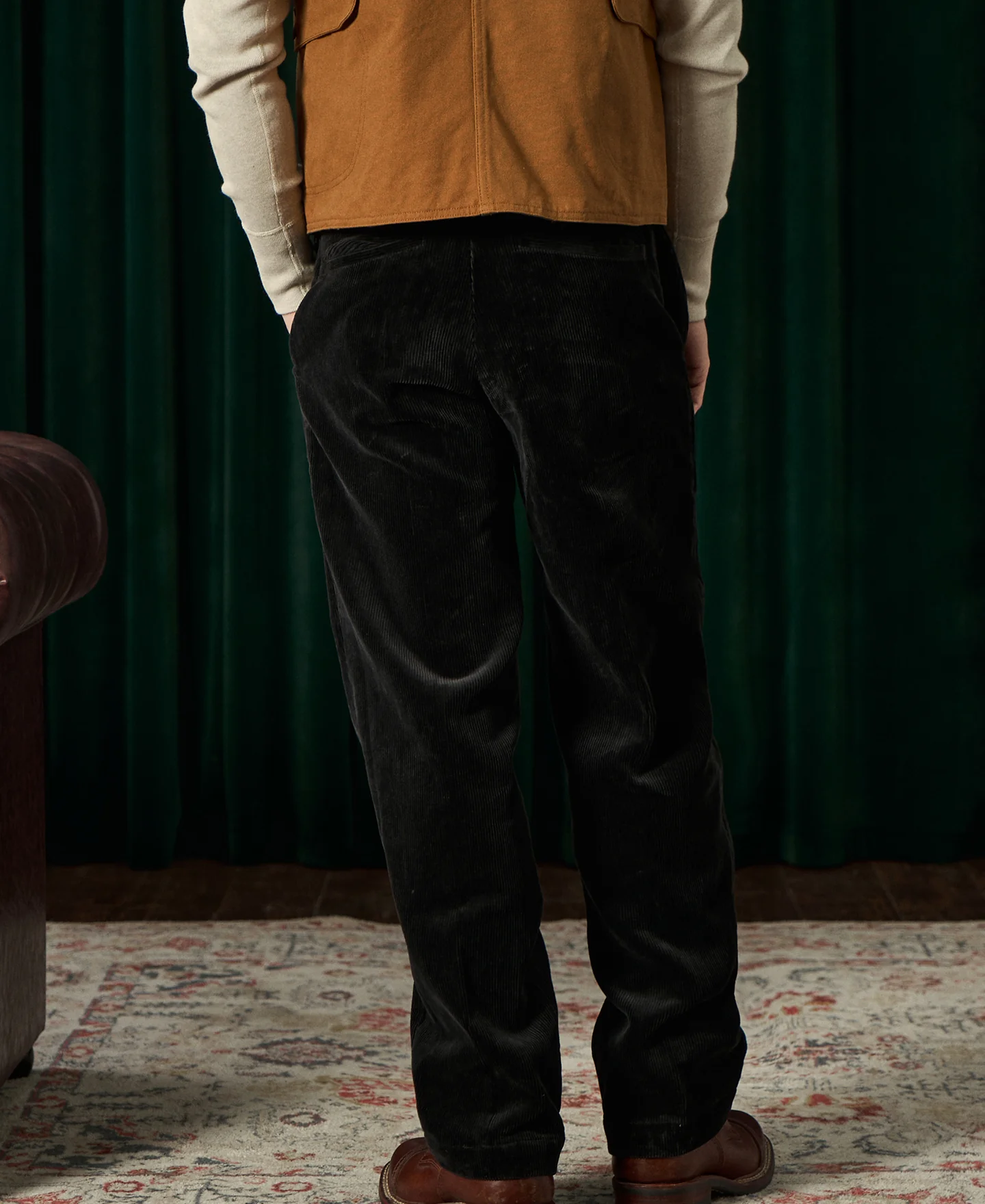 1920s Heavy-Duty Corduroy Work Pants - Black - Image 7