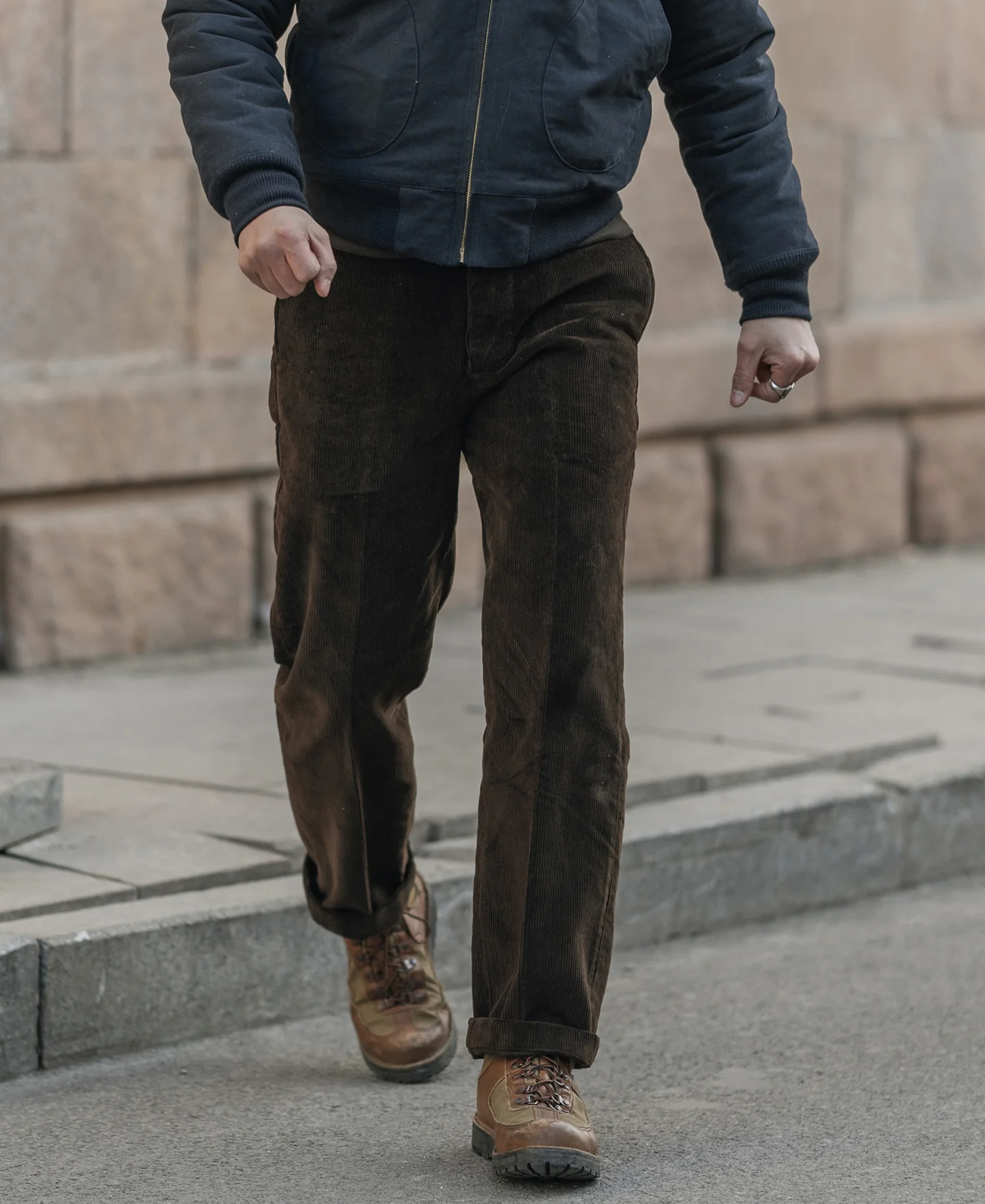 1920s Heavy-Duty Corduroy Work Pants - Brown - Image 3