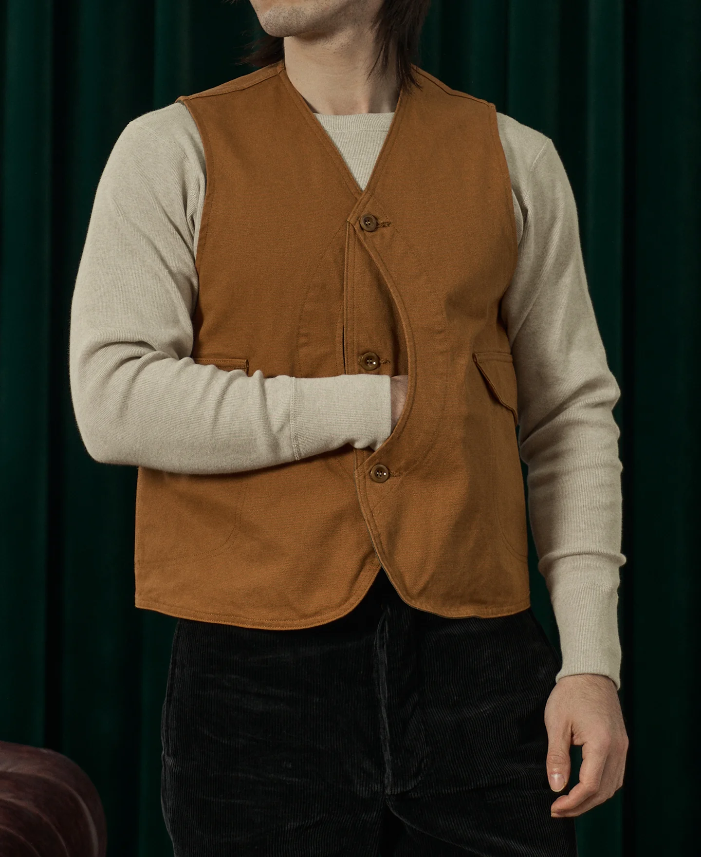 1930s Canvas Game Pockets Vest - Ginger - Image 6