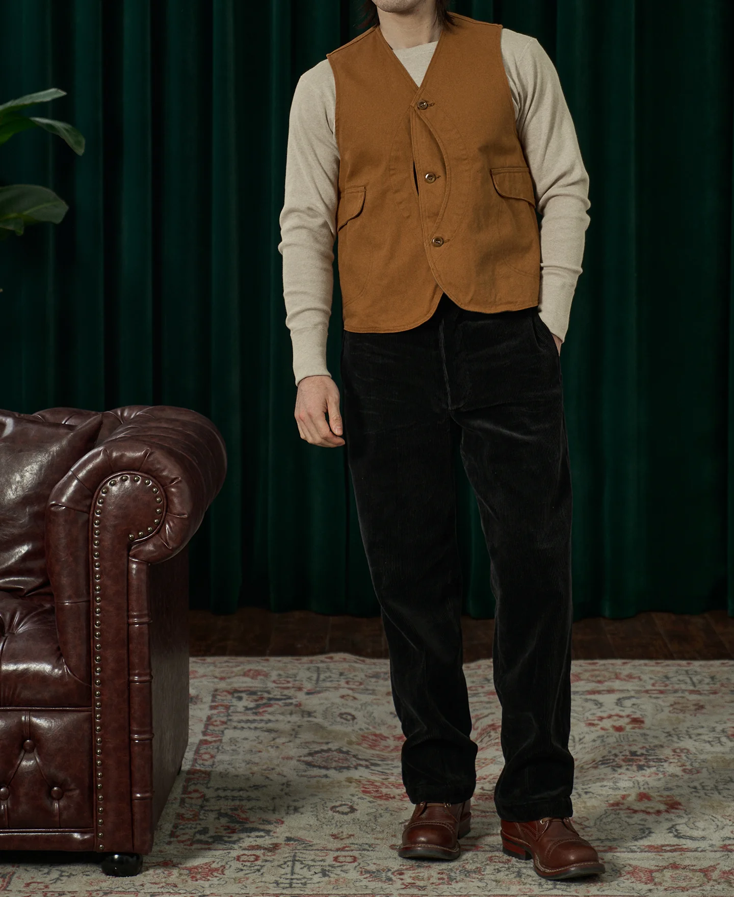 1930s Canvas Game Pockets Vest - Ginger - Image 7