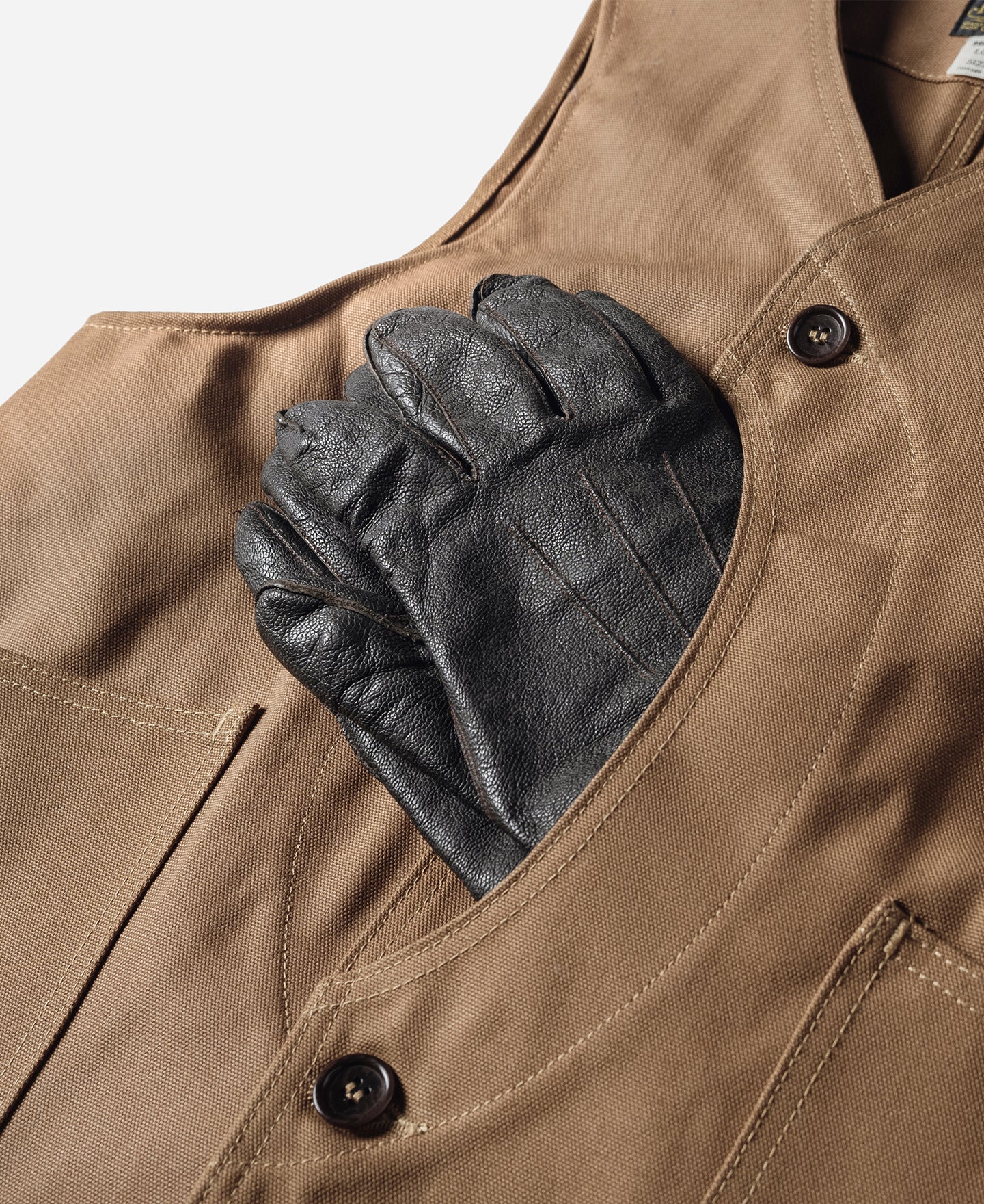1930s Heavyweight Canvas Game Pocket Hunting Vest - Khaki - Image 12