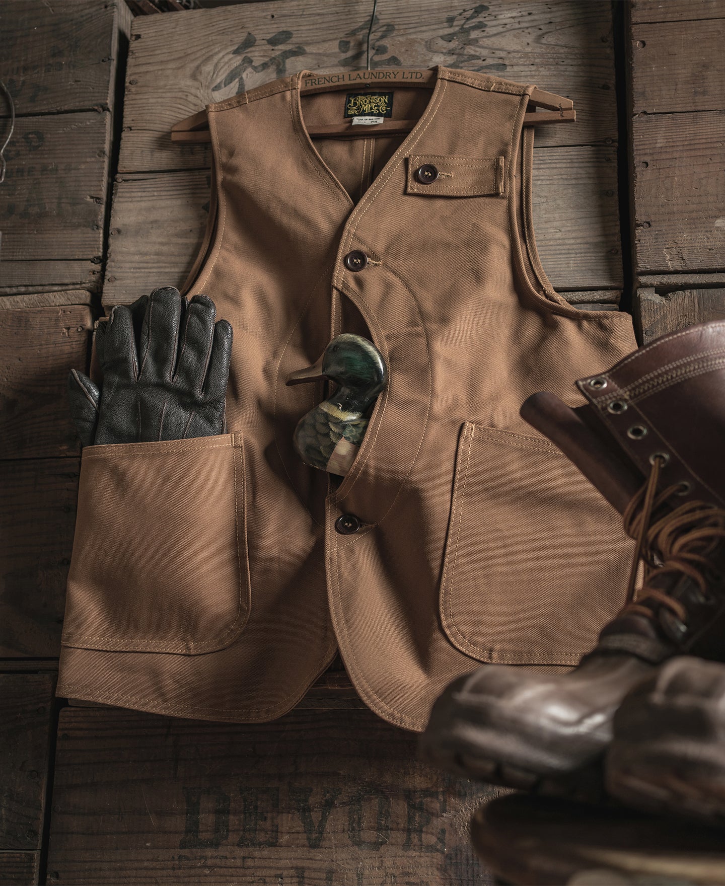 1930s Heavyweight Canvas Game Pocket Hunting Vest - Khaki - Image 6
