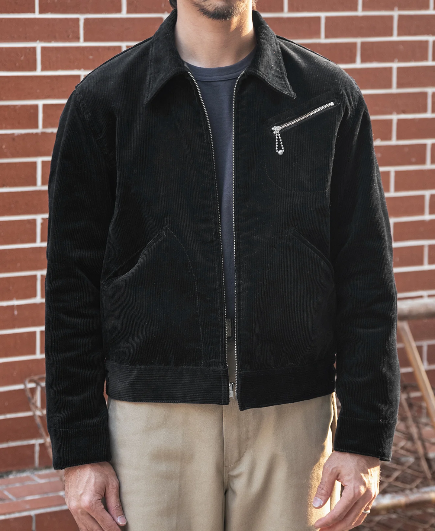 1940s Heavyweight Corduroy Cossack Jacket - Black - Image 3
