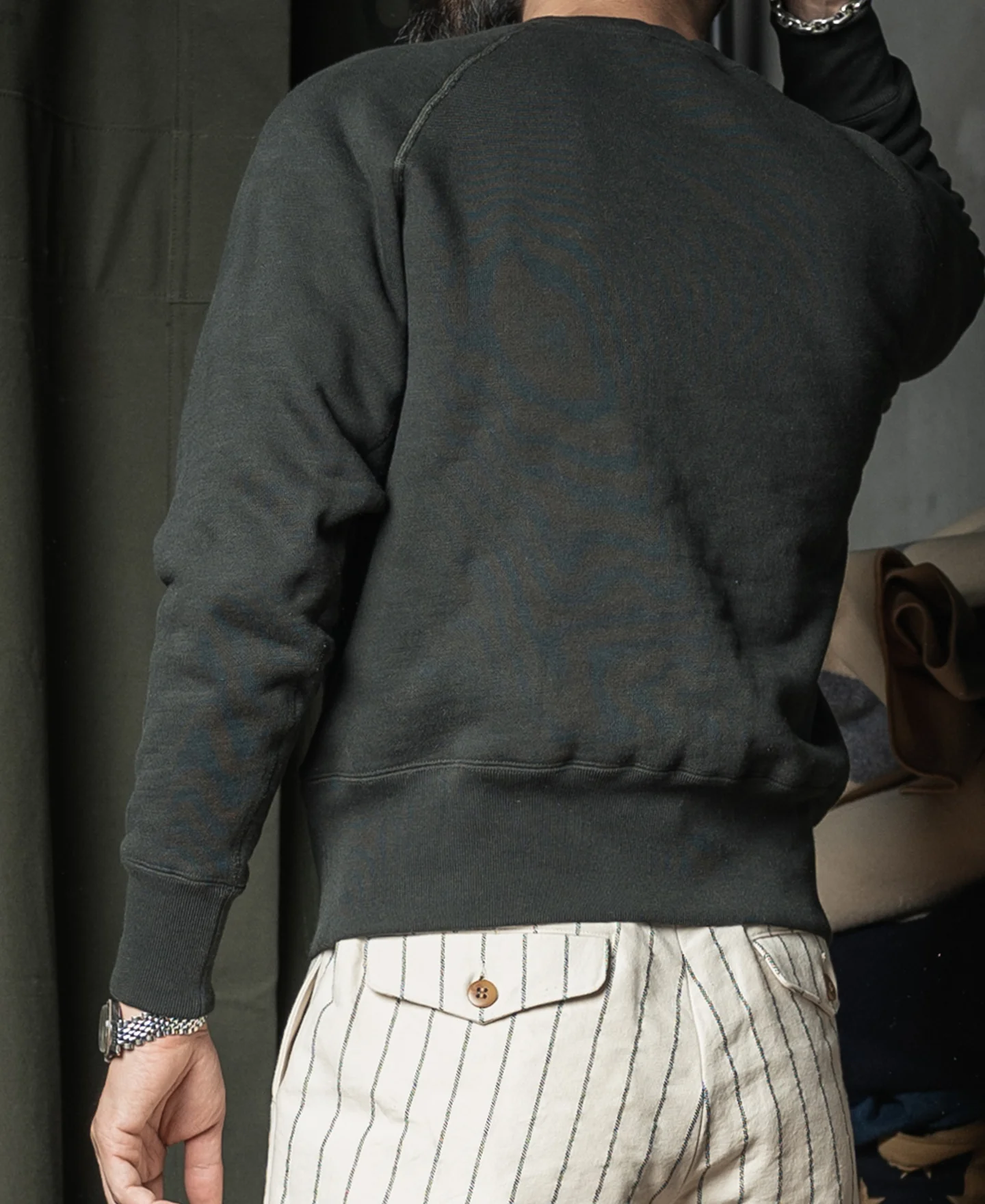 1950s Sports Training Raglan Sleeve Sweater - Vintage Black - Image 5