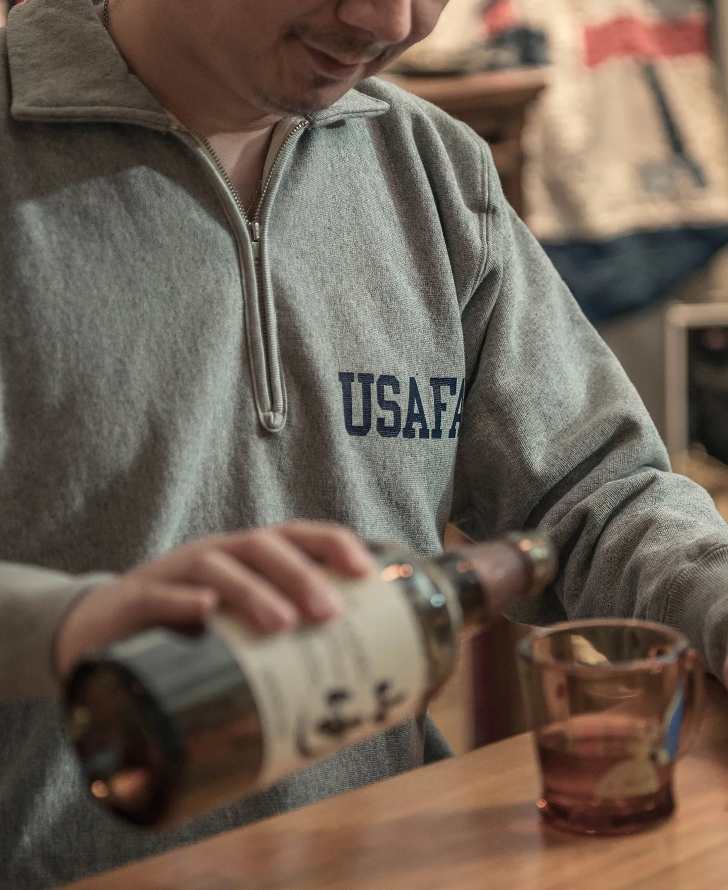 1950s USAFA Reverse Weave Half-Zip Sweatshirt - Gray - Image 8