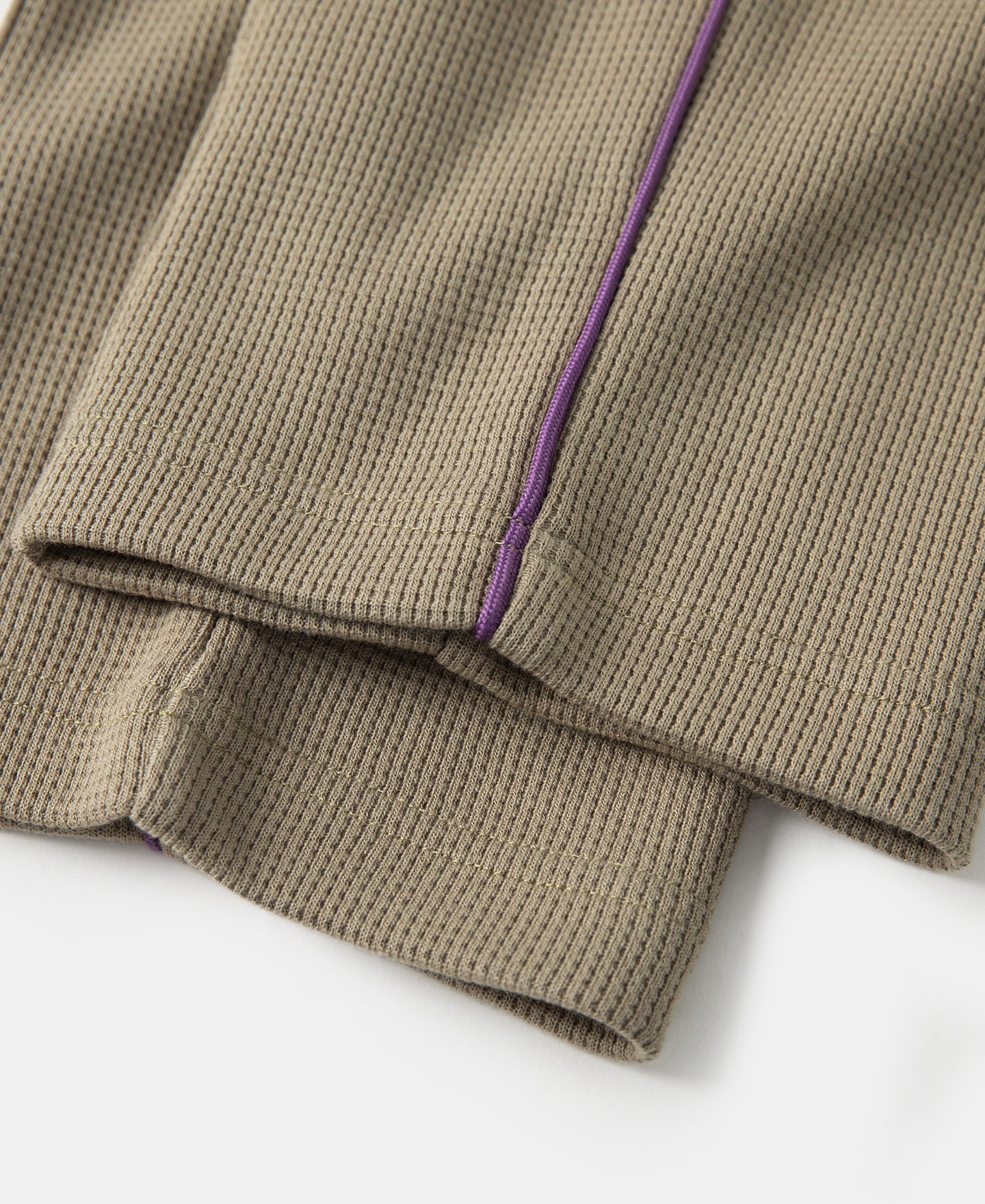 1970s Heavyweight Waffle Knit Jogger Pants - Khaki - Image 13