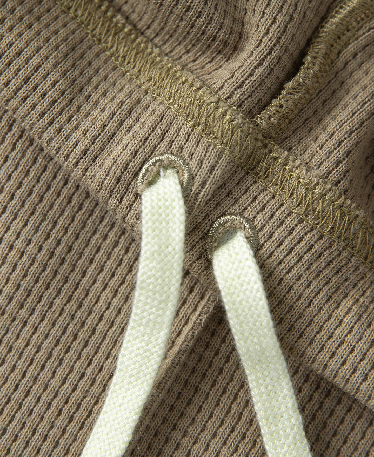 1970s Heavyweight Waffle Knit Jogger Pants - Khaki - Image 7