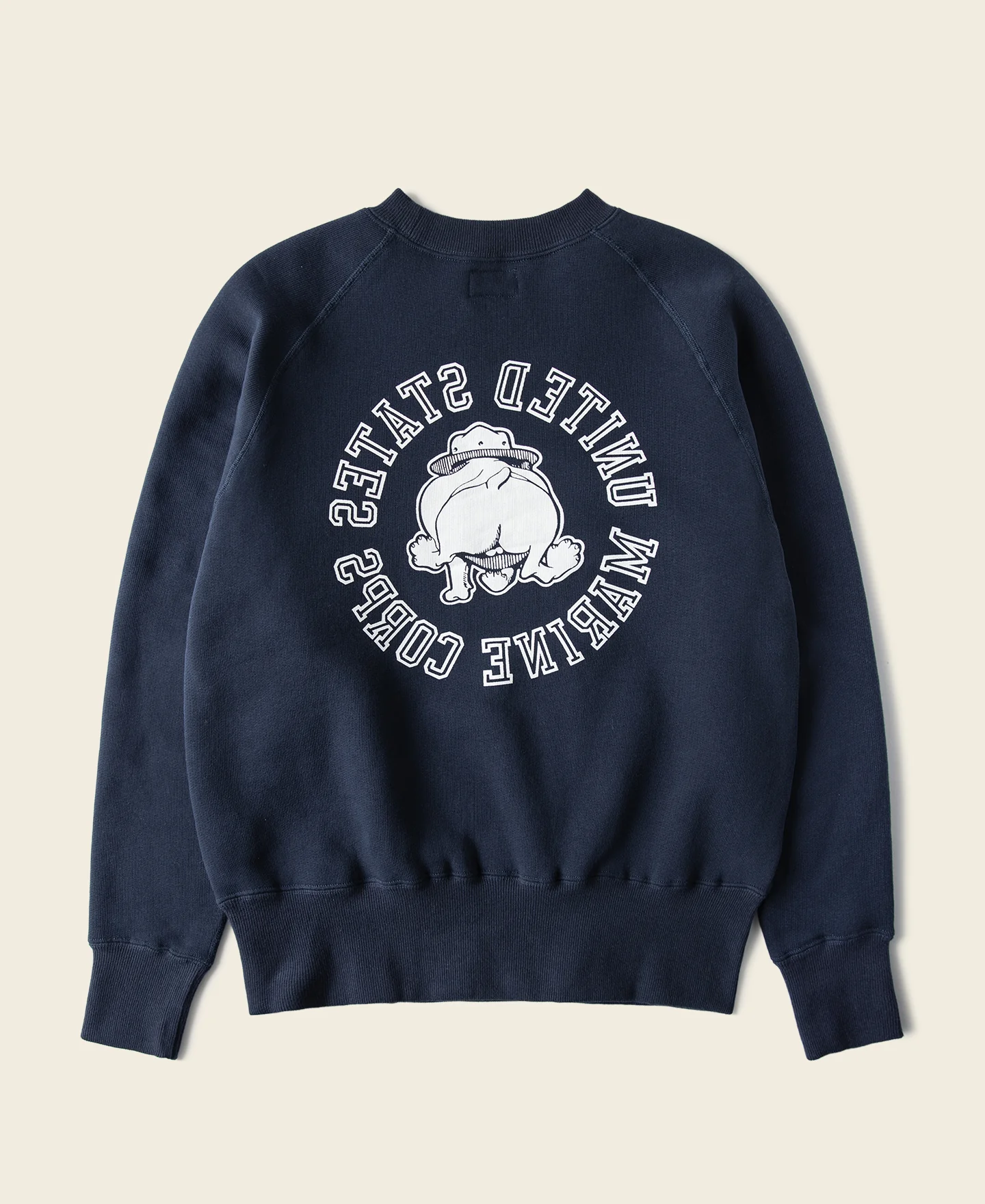 1980s Marine Devil Dog Raglan Sweatshirt - Navy - Image 2