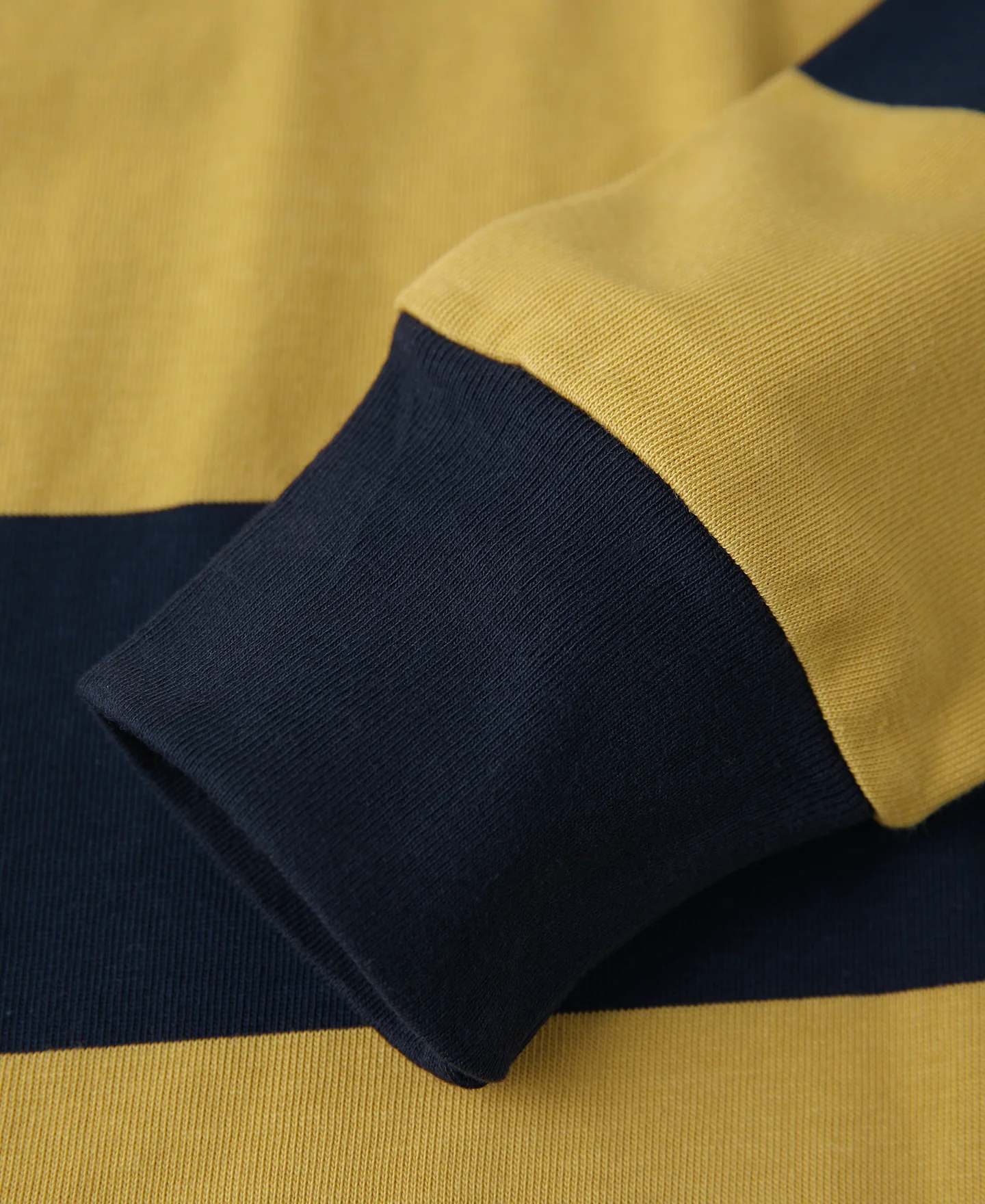 Classic Fit Striped Jersey Rugby Shirt - Yellow/Navy - Image 9