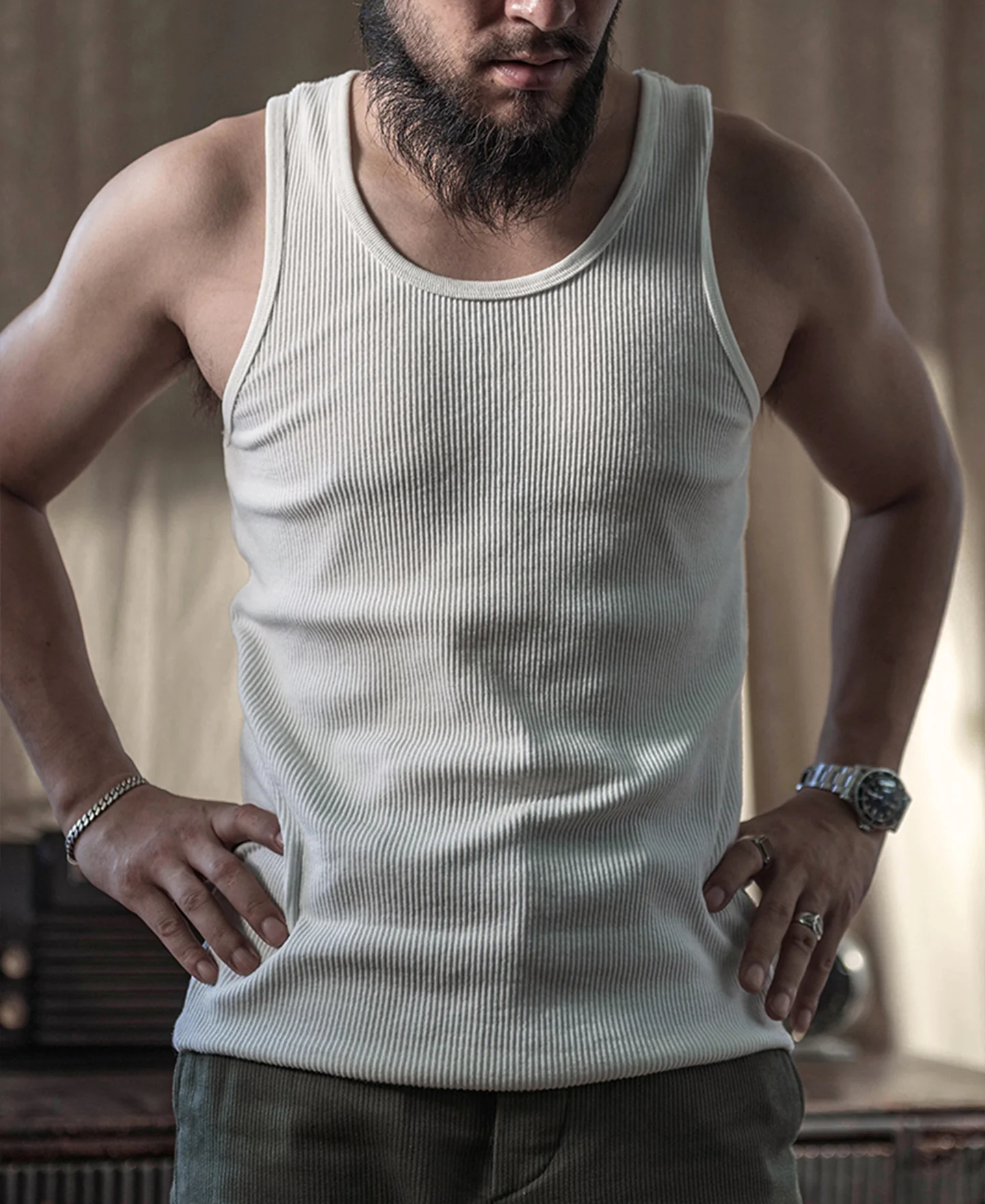 10.5 oz Cotton Tank Top - White - Image 4