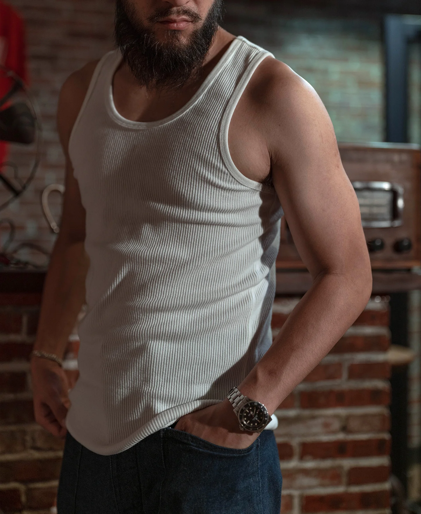 10.5 oz Cotton Tank Top - White - Image 5