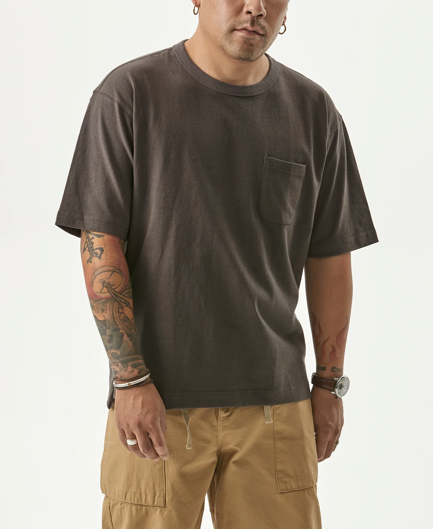 9.8 oz Cotton Classic Pocket T-Shirt - Dark Gray - Image 3