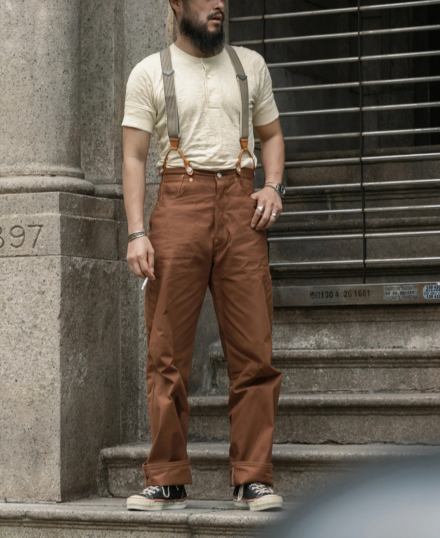 1890s Slub Cotton Henley T-Shirt - Image 3