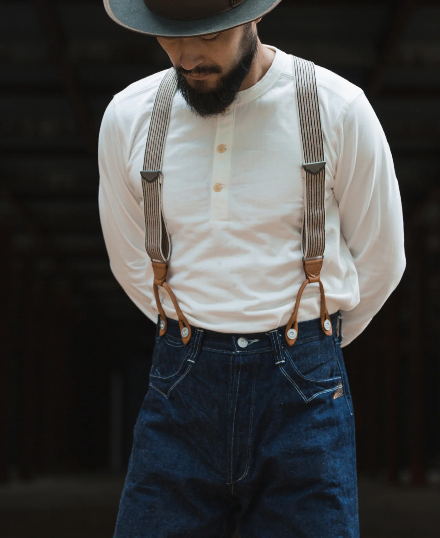 Vintage Long Sleeve Henley Shirt - White - Image 4