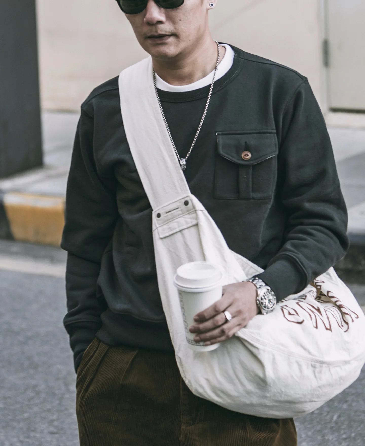 Military Pocket Sweatshirt - Black - Image 2