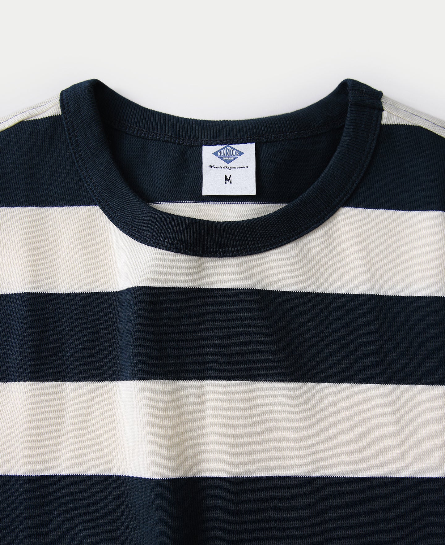 Heavyweight Cotton Wide Striped T-Shirt - Blue/White - Image 6