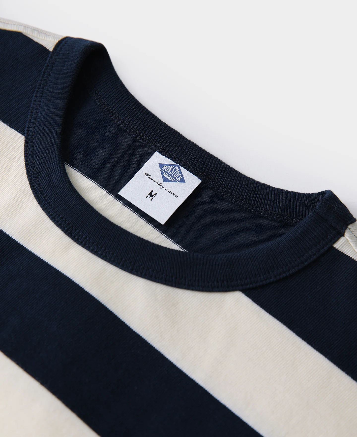 Heavyweight Cotton Wide Striped T-Shirt - Blue/White - Image 7