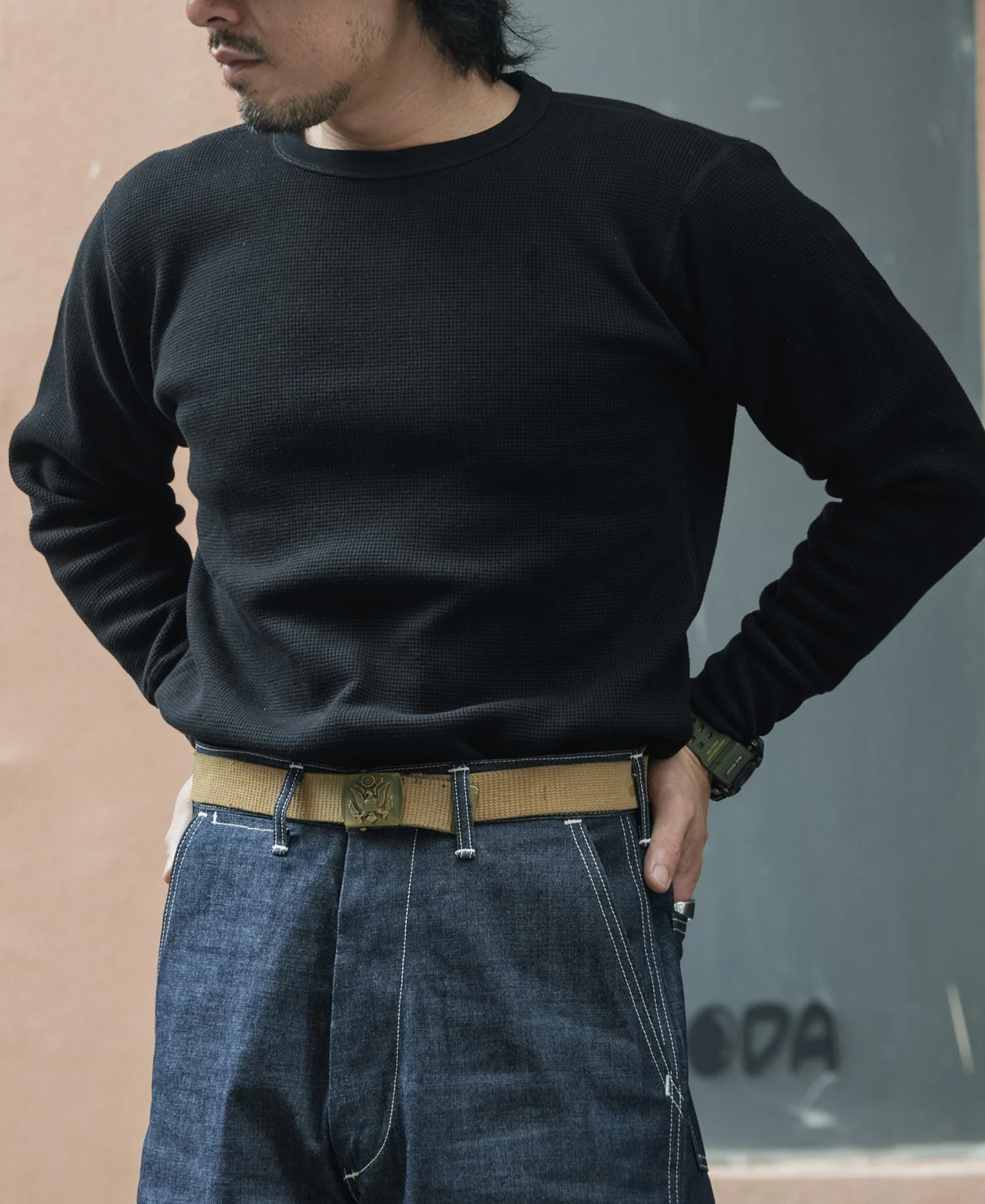 Heavyweight Waffle Cotton Underwear - Black - Image 2