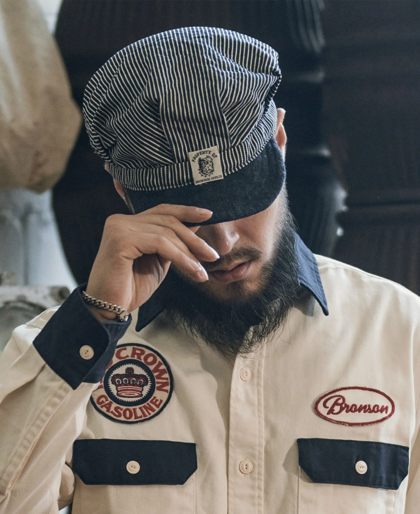 Hickory Stripe Railroad Engineer Cap - Image 3