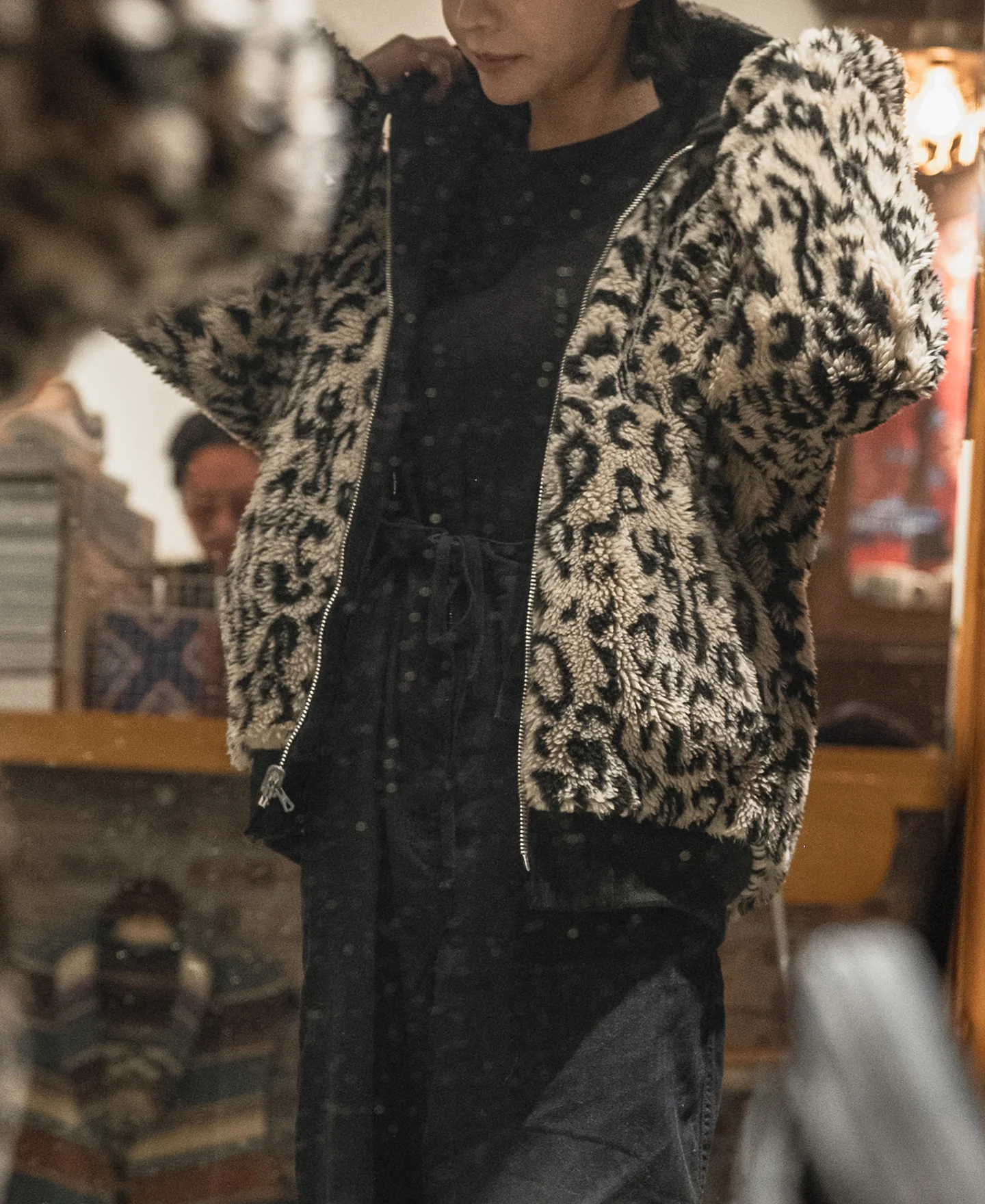 Leopard Print Reversible Deck Jacket - Black - Image 4
