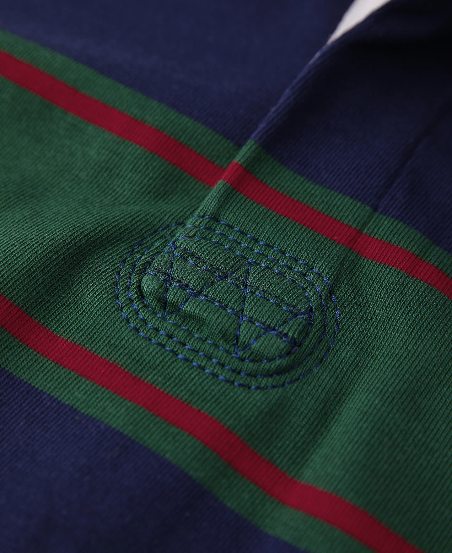 Classic Fit Striped Jersey Rugby Shirt - Green/Navy/Red - Image 9