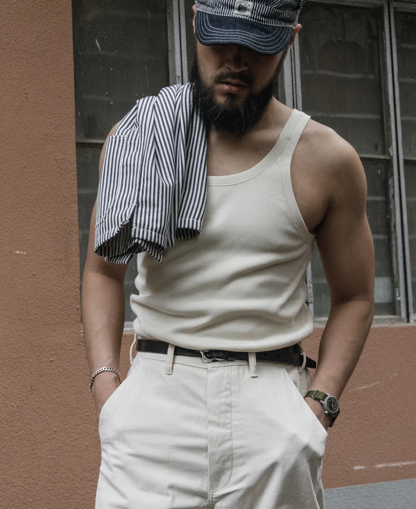 Military Cotton Tank Top - Apricot - Image 3