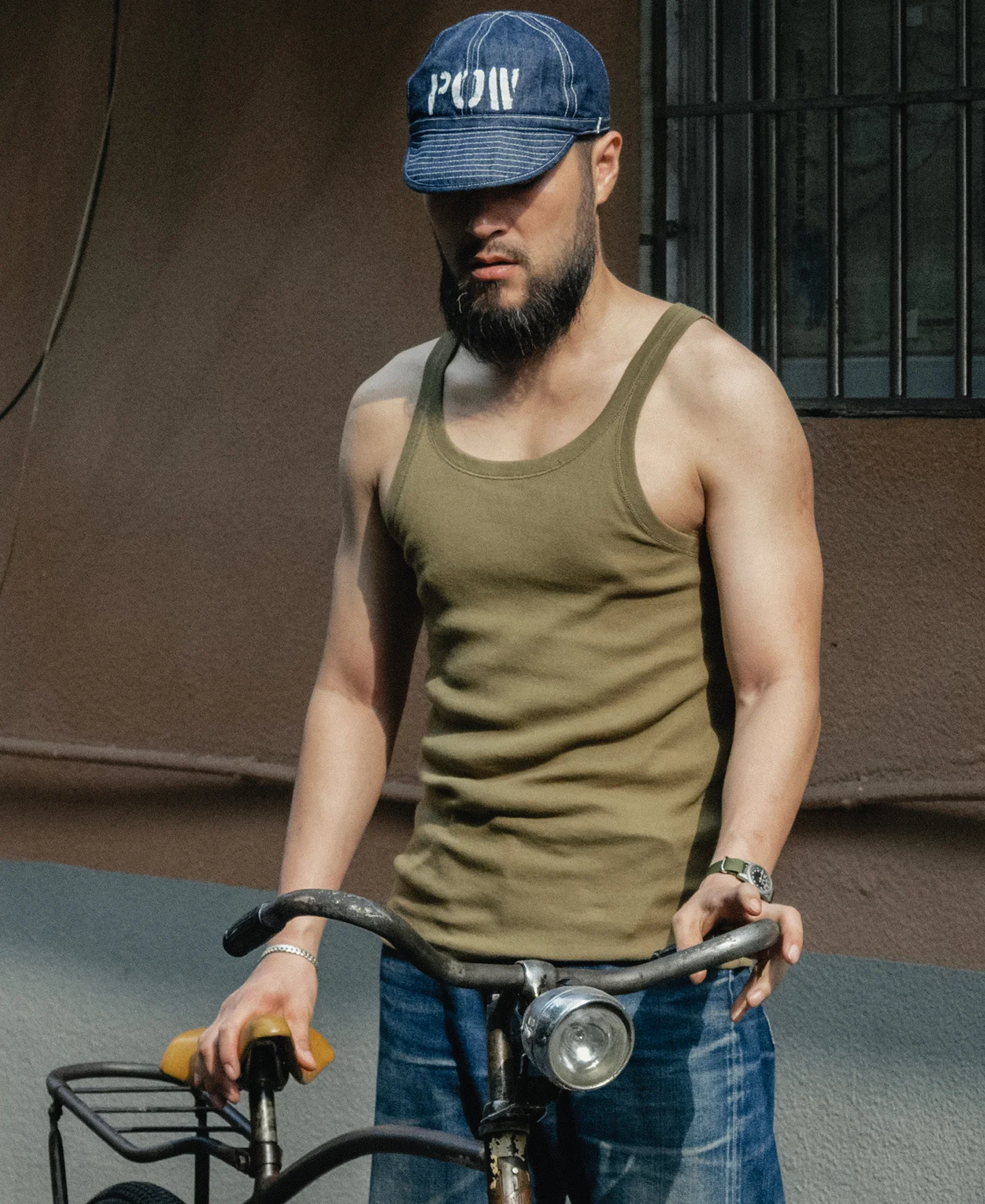 Military Cotton Tank Top - Olive - Image 4