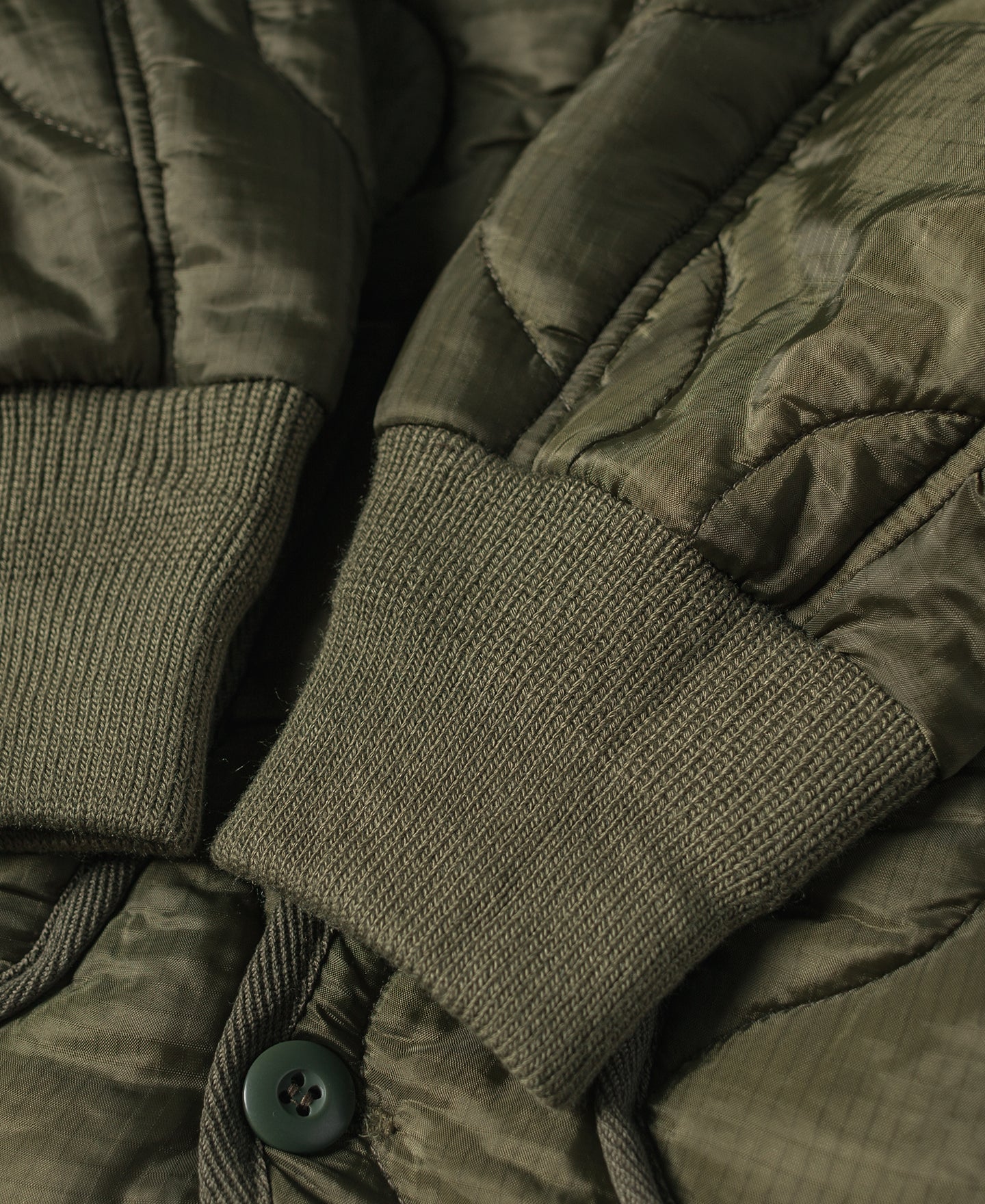 Military Style Quilted Padded Ripstop Nylon Jacket - Olive - Image 8