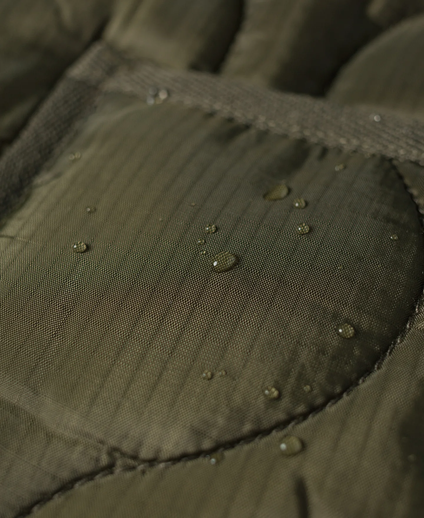 Military Style Quilted Padded Ripstop Nylon Jacket - Olive - Image 9