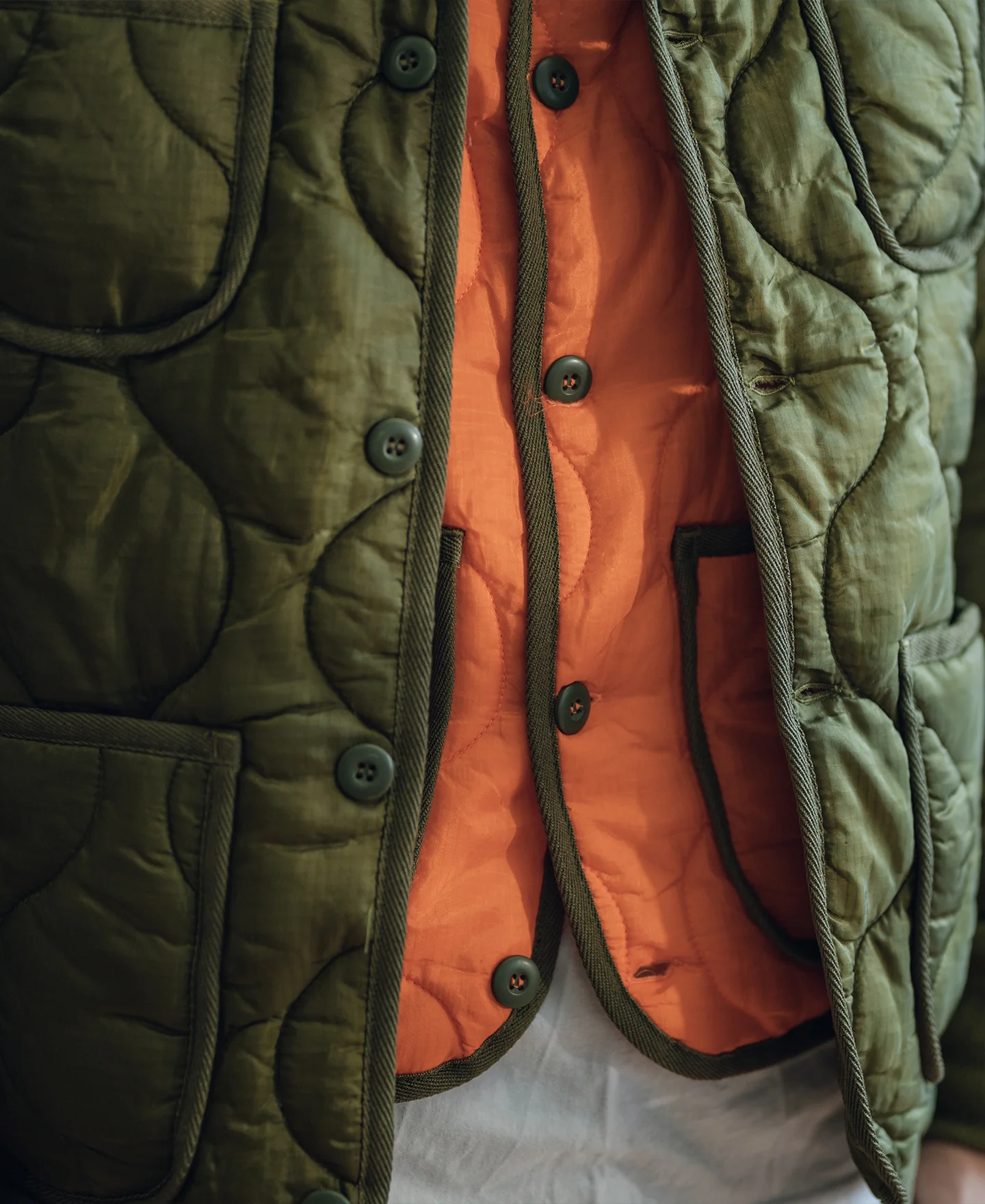 Military Style Quilted Padded Ripstop Nylon Vest - Orange - Image 7