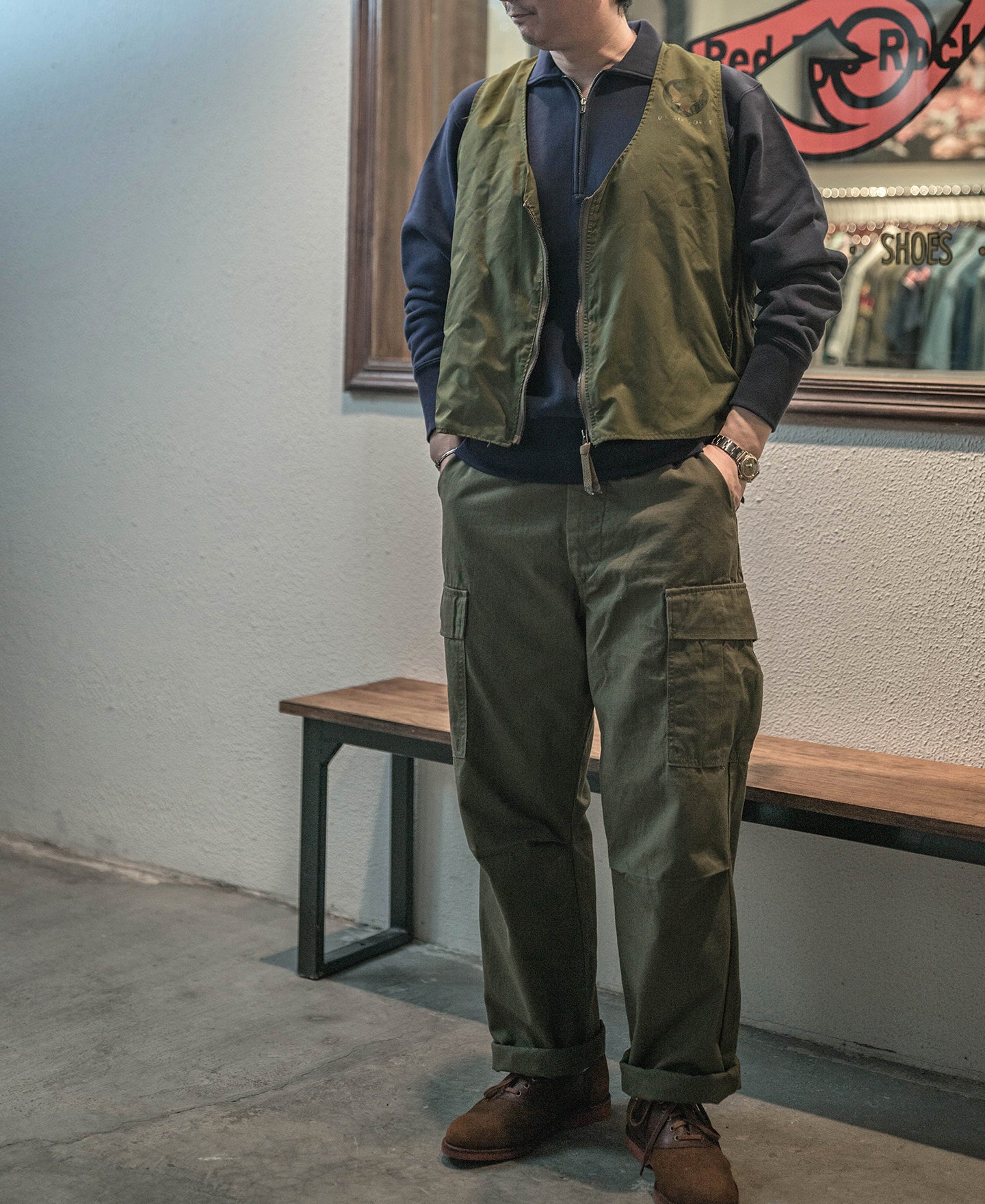 1950s USAFA Reverse Weave Half-Zip Sweatshirt - Navy - Image 7