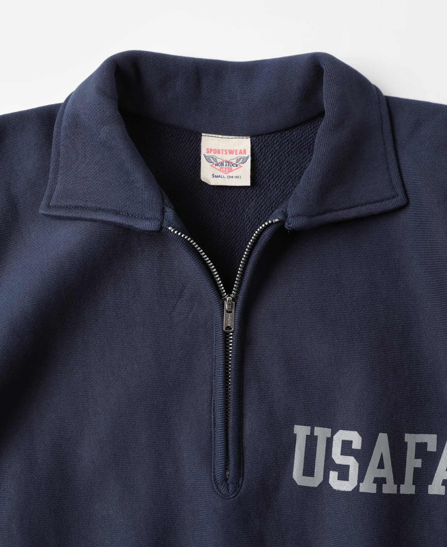 1950s USAFA Reverse Weave Half-Zip Sweatshirt - Navy - Image 9