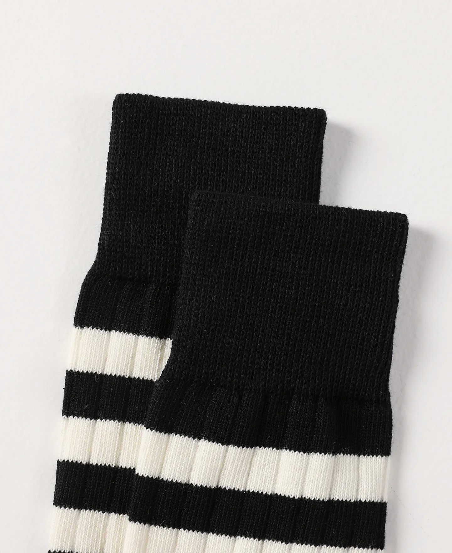Retro Striped Cotton Socks - Black/White - Image 9