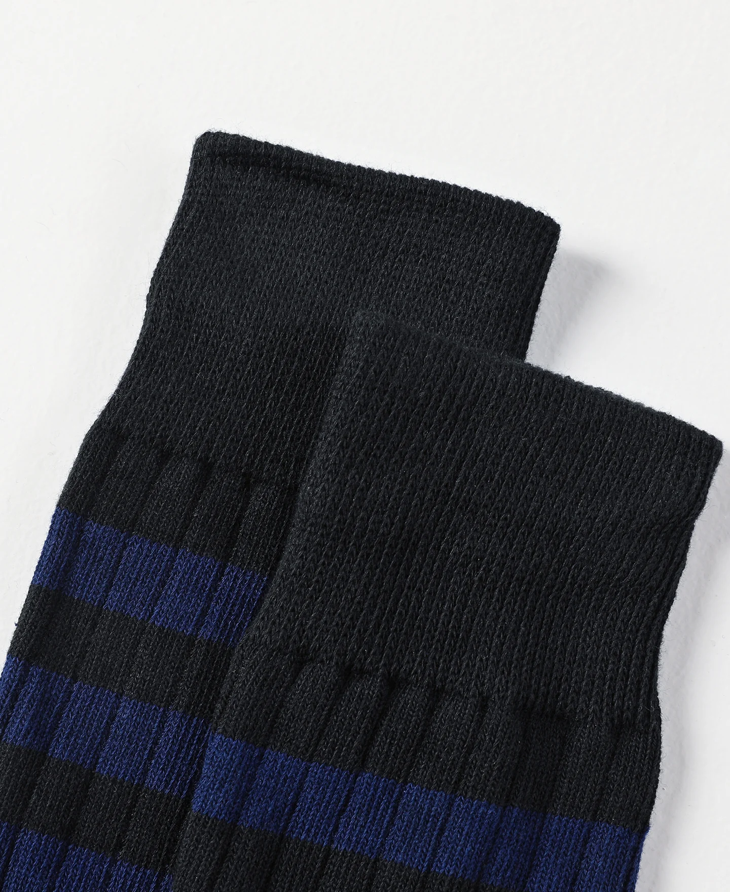 Retro Striped Cotton Socks - Black/Blue - Image 10
