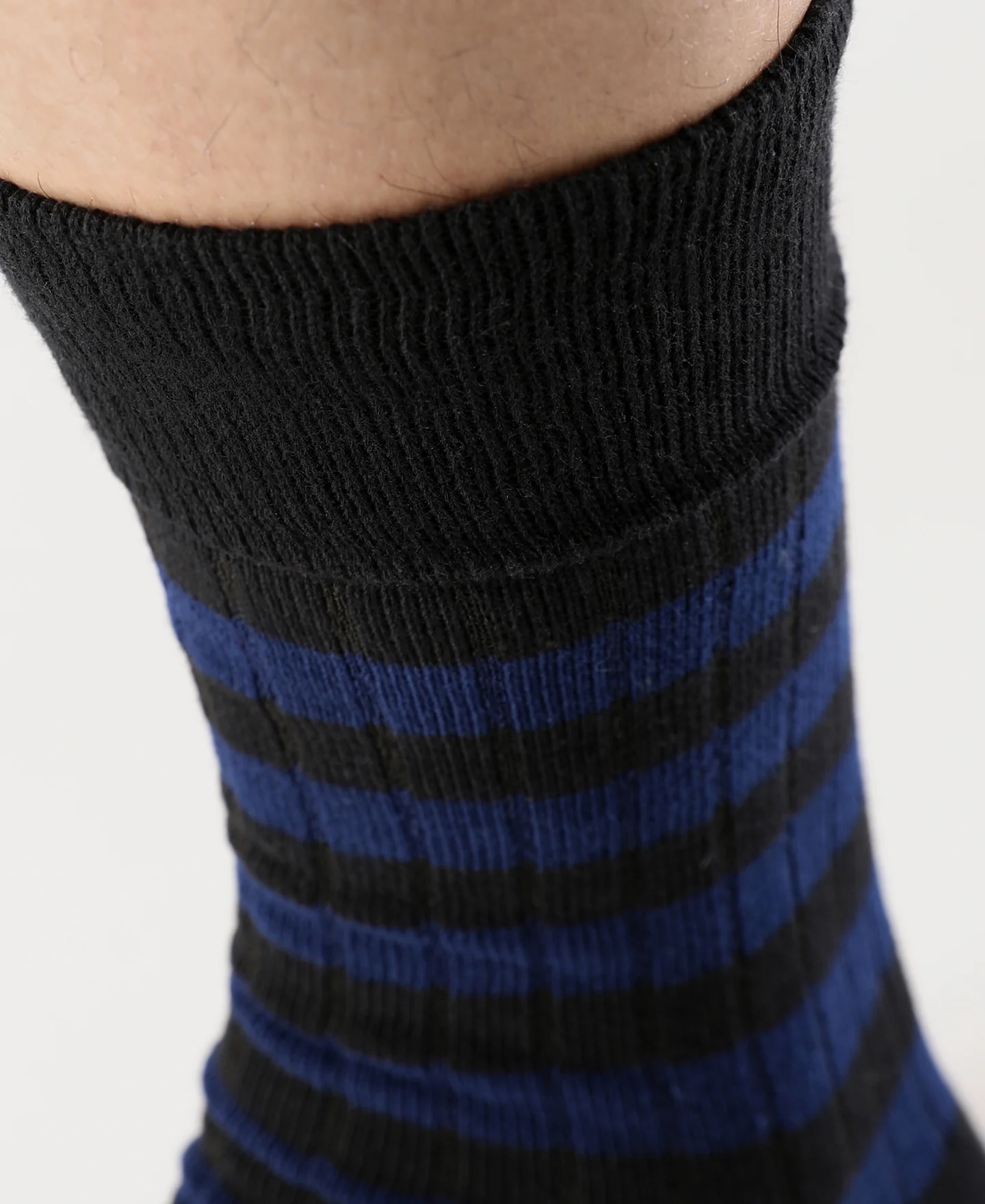 Retro Striped Cotton Socks - Black/Blue - Image 6