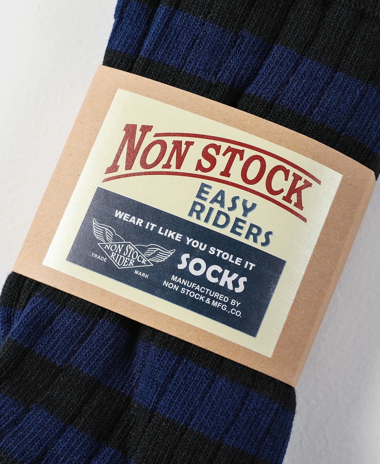 Retro Striped Cotton Socks - Black/Blue - Image 9