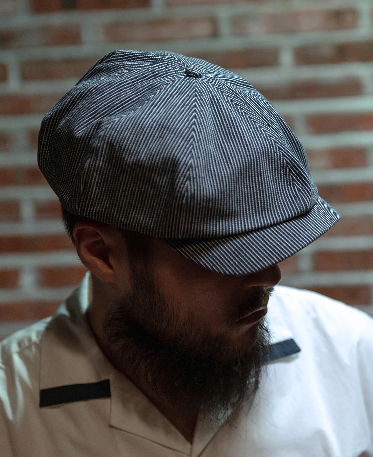 Striped Denim Newsboy Cap - Image 7
