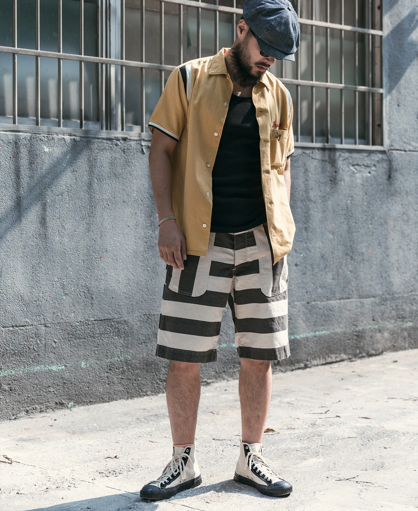 Striped Denim Newsboy Cap - Image 8