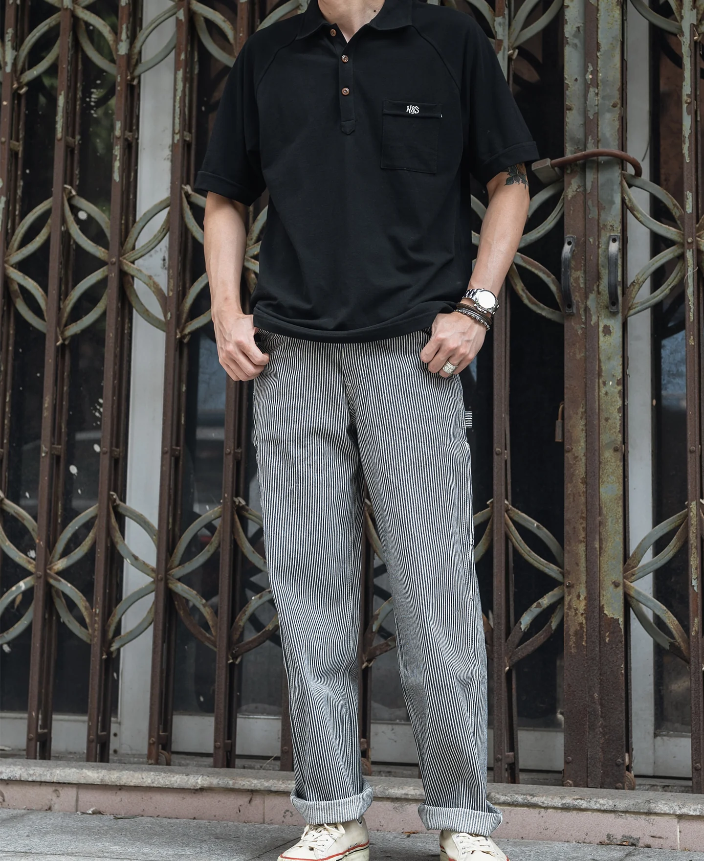Raglan Sleeve Cotton-Piqué Polo Shirt - Black - Image 4