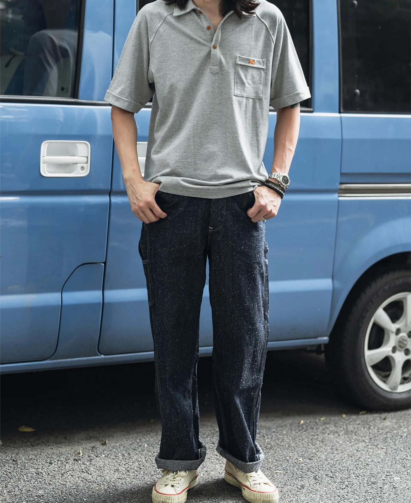 Raglan Sleeve Cotton-Piqué Polo Shirt - Gray - Image 3