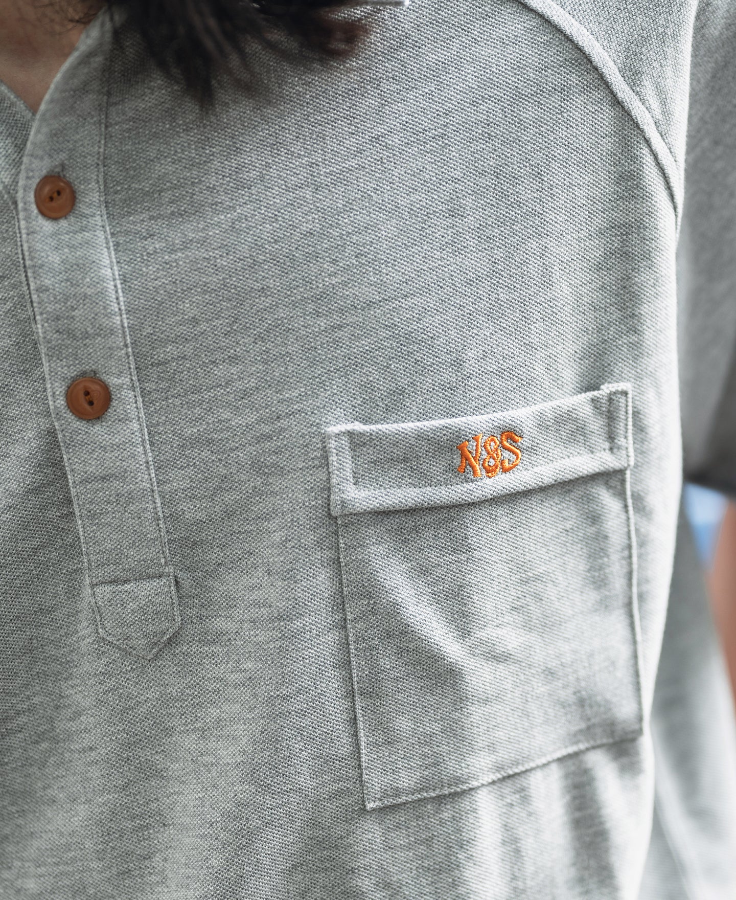 Raglan Sleeve Cotton-Piqué Polo Shirt - Gray - Image 5