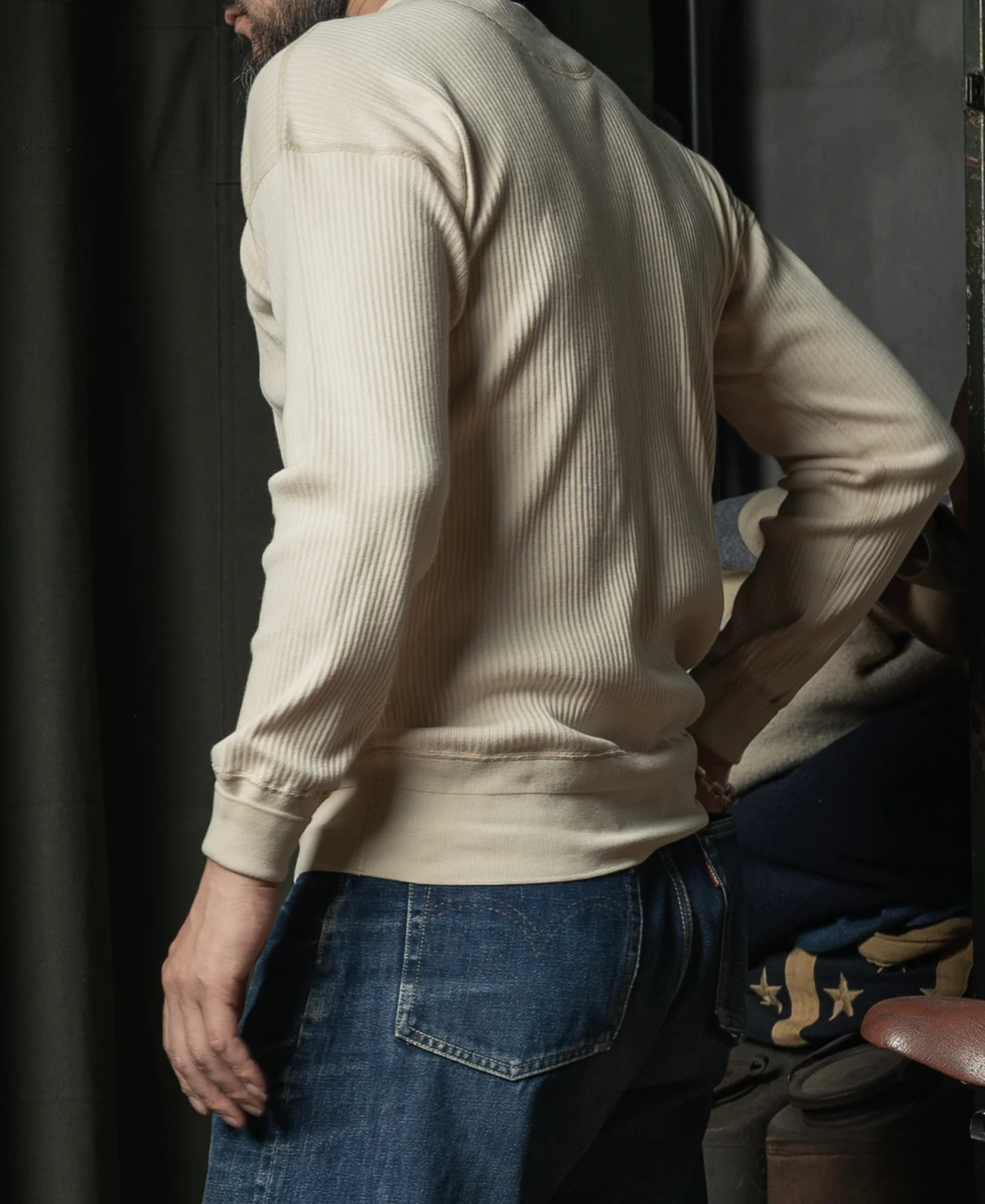 Ribbed Long Sleeve Henley T-Shirt - Apricot - Image 6
