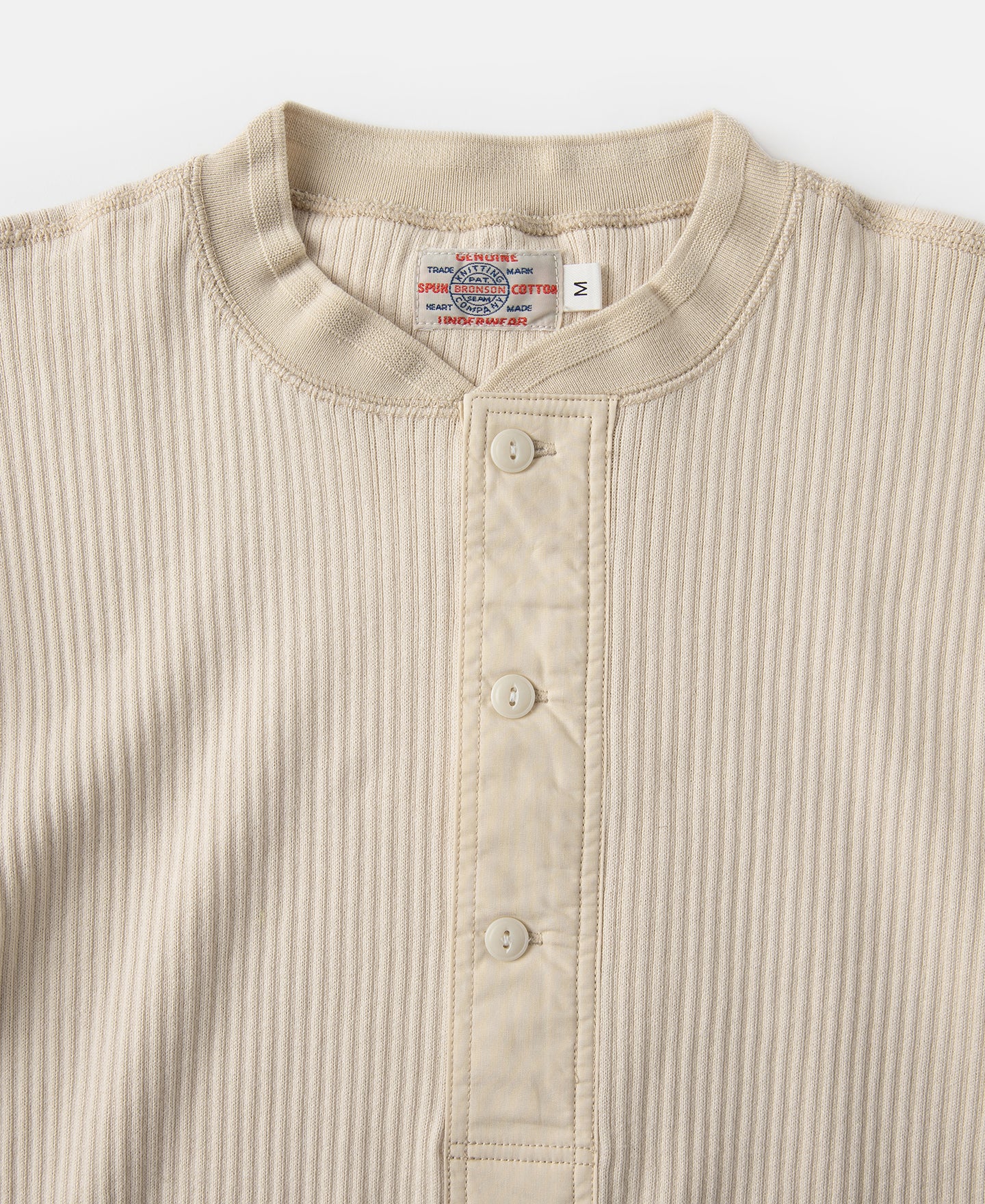 Ribbed Long Sleeve Henley T-Shirt - Apricot - Image 7